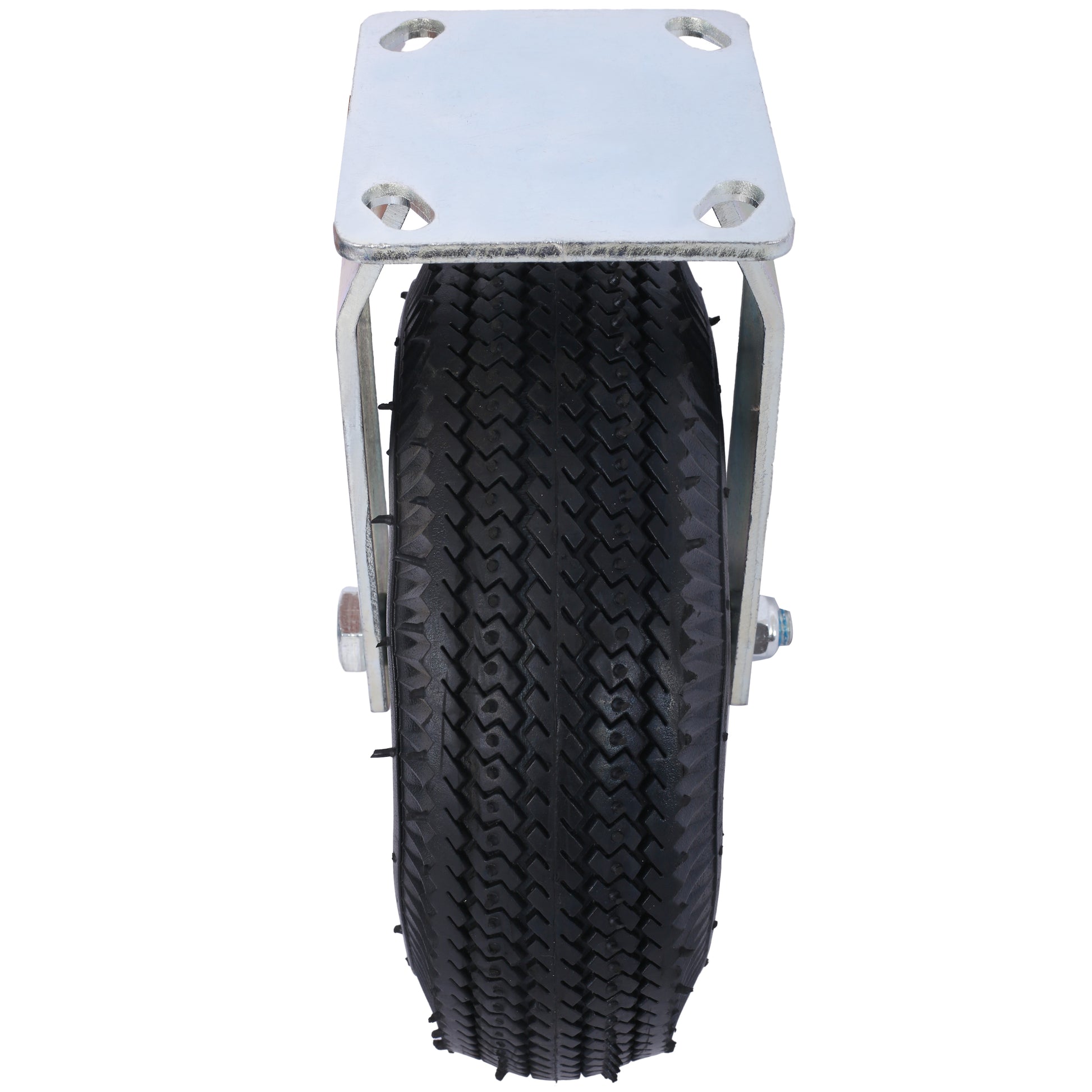 Heavyduty rubber wheel with metal mounting plate and bolt assembly for industrial trolleys