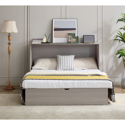 Modern murphy bed with grey wood finish perfect for small spaces