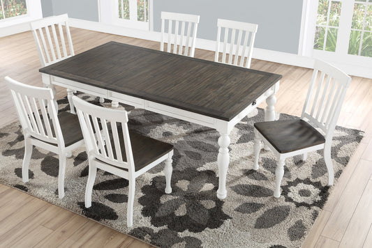 TREATLIFE HOME 5 Piece Dining Set with Extending Table and Four Side Chairs, Classic Farmhouse Design, Two Tone Finish