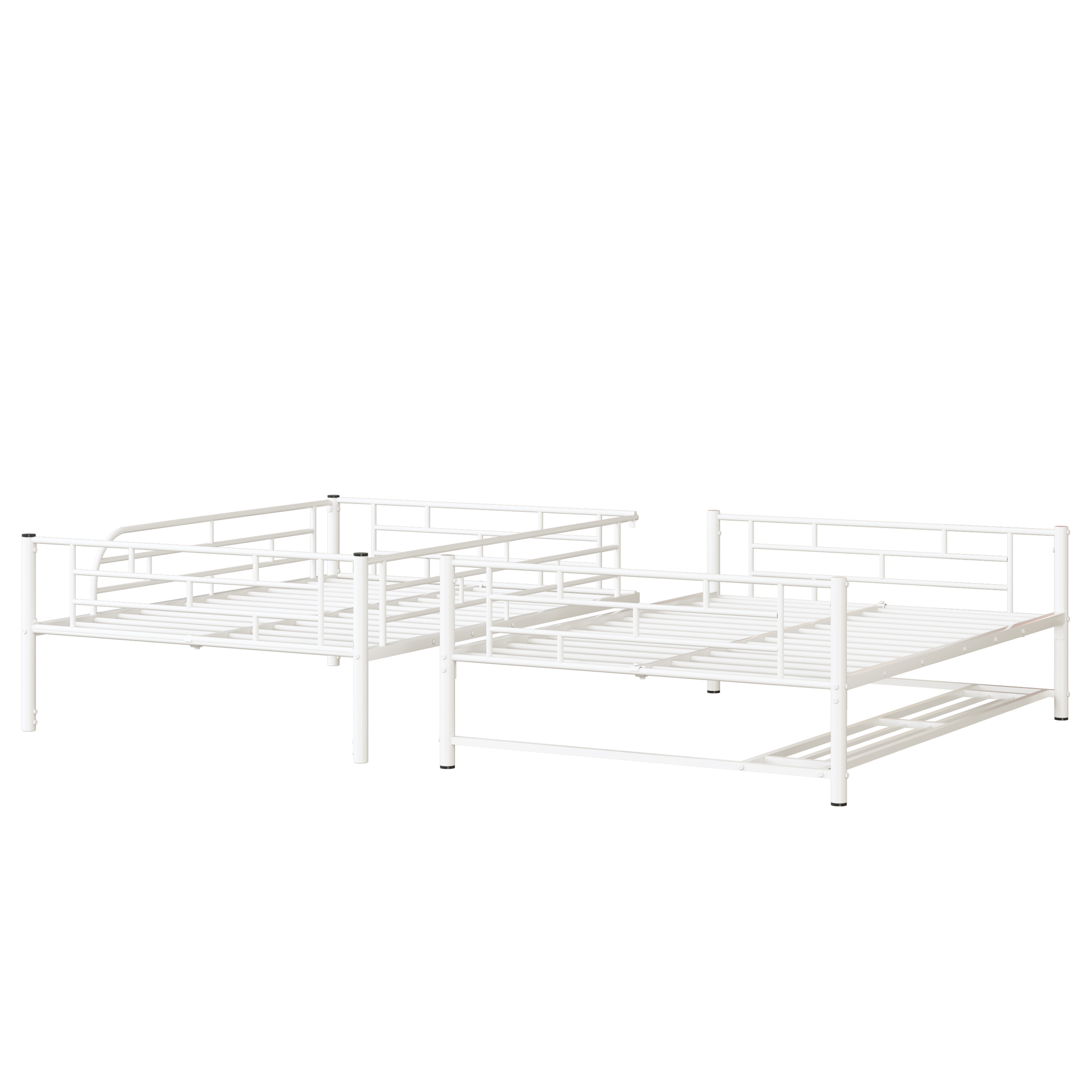 White metal bunk bed frame with ladder