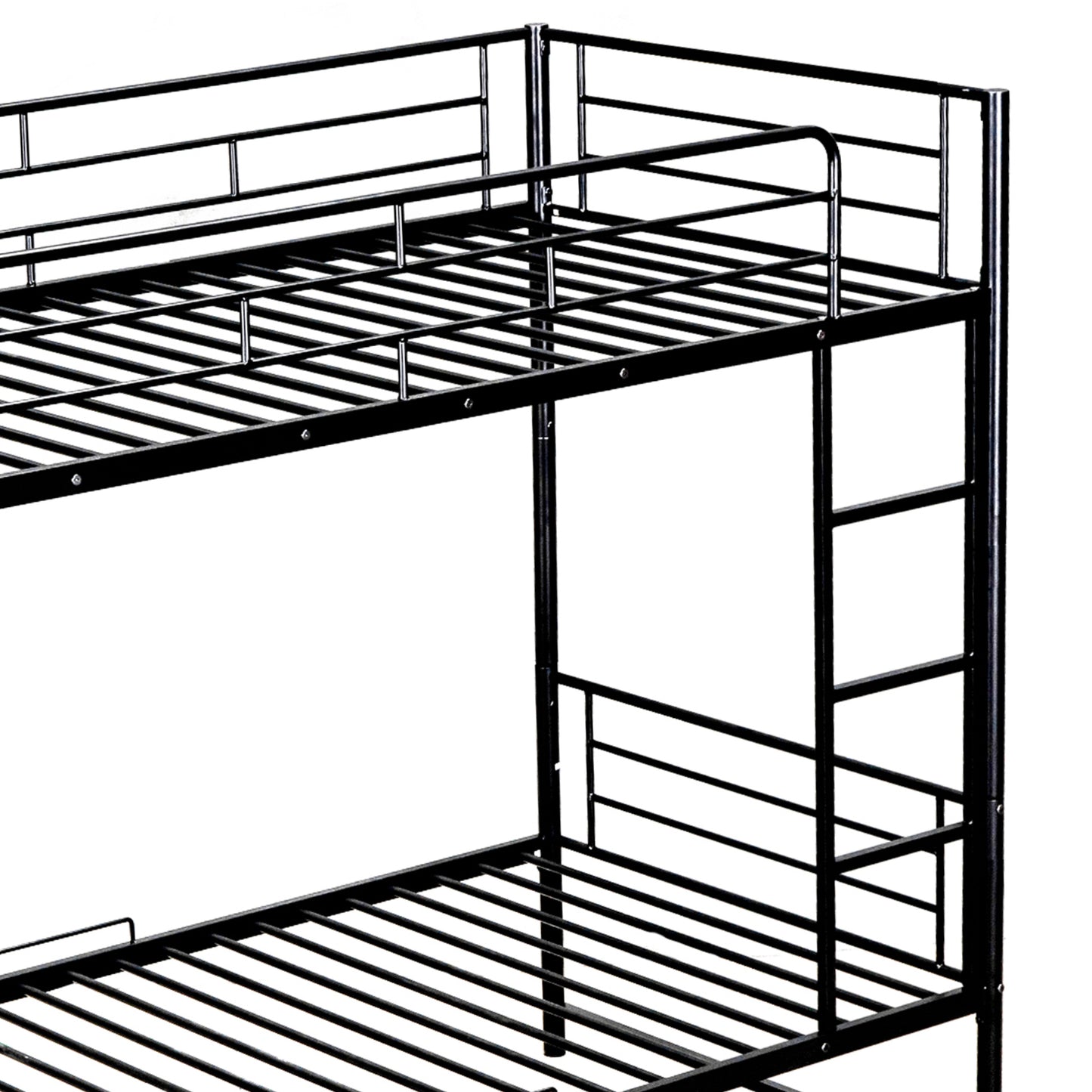 Black metal bunk bed frame with integrated ladder