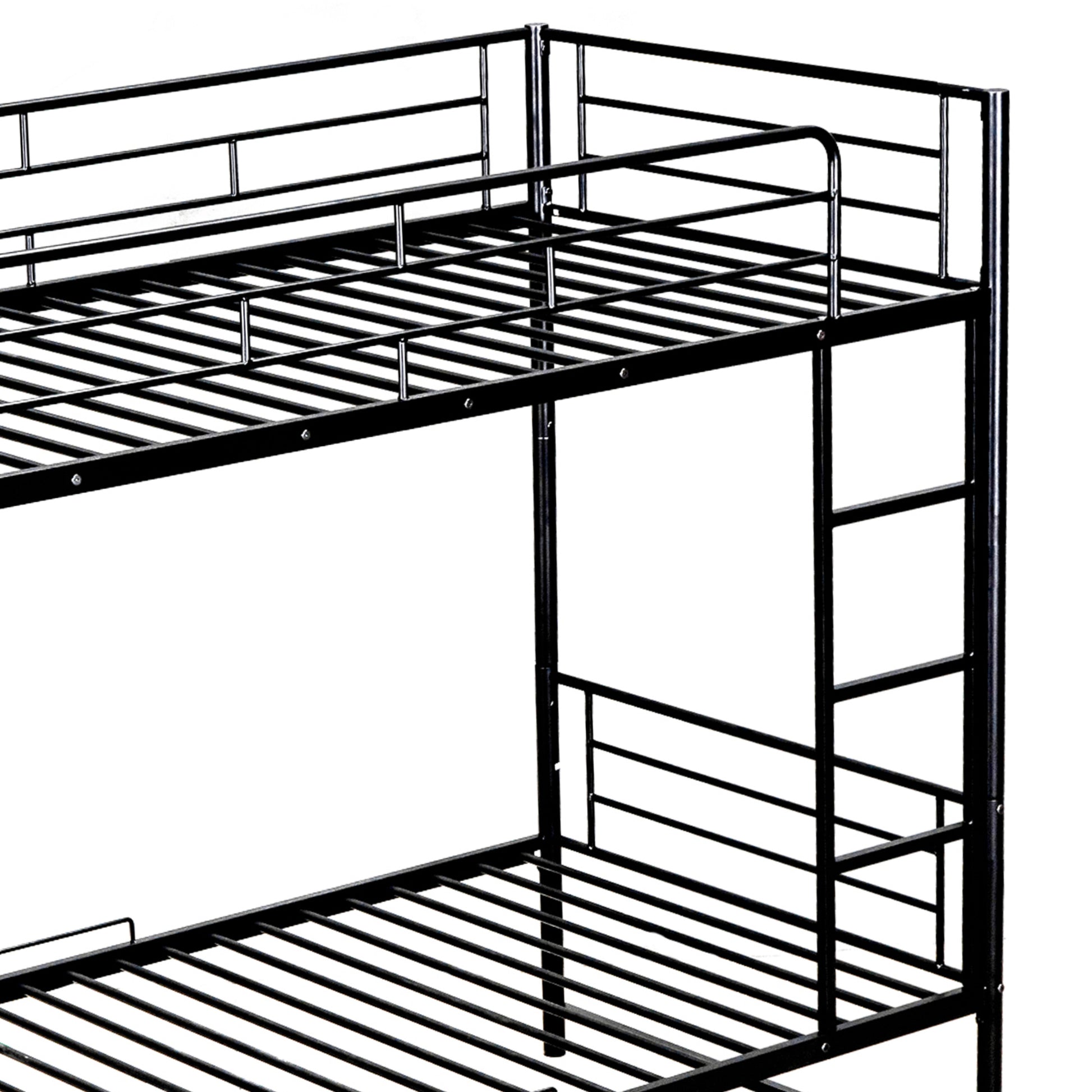 Black metal bunk bed frame with integrated ladder
