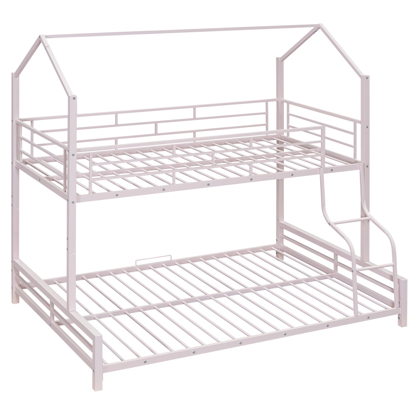 Pink metal houseshaped bunk bed with ladder