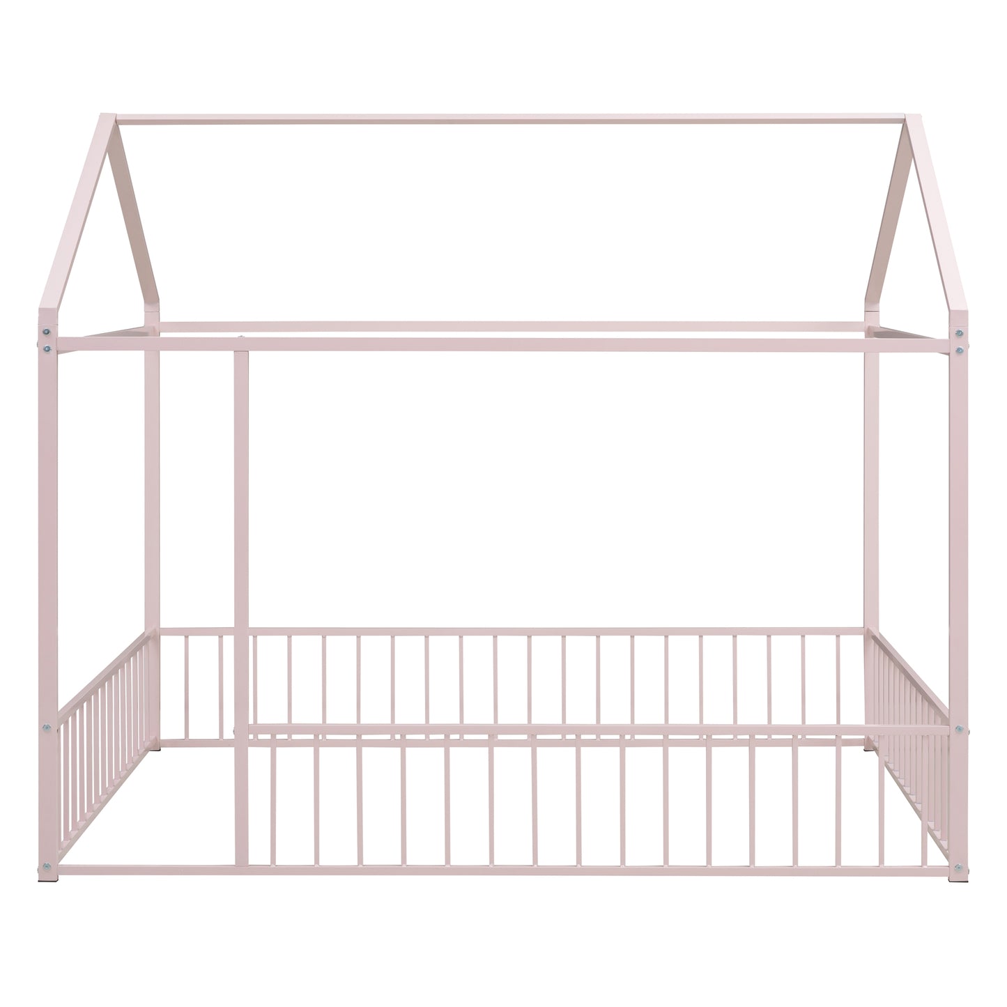 Pink metal house bed frame for kids
