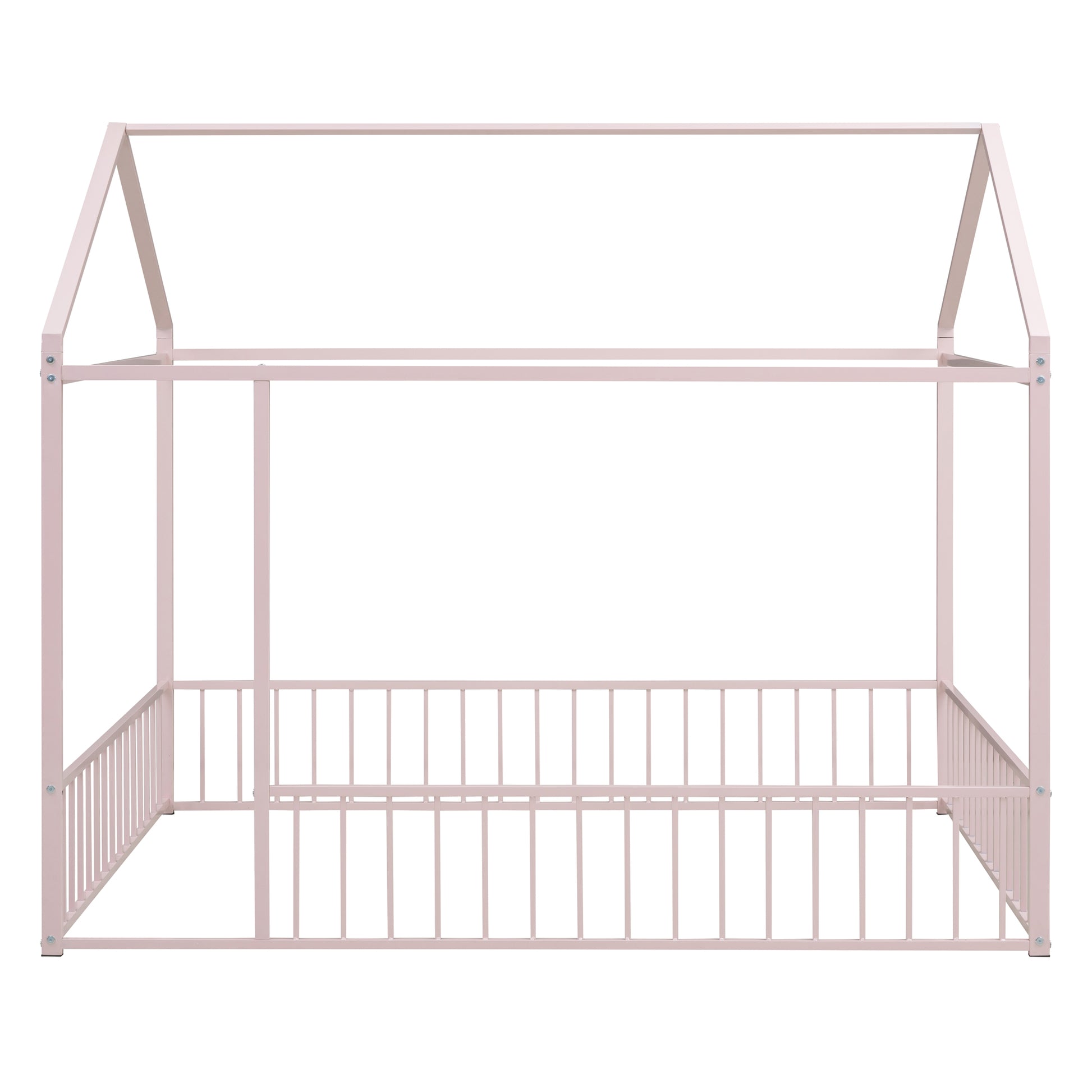 Pink metal house bed frame for kids