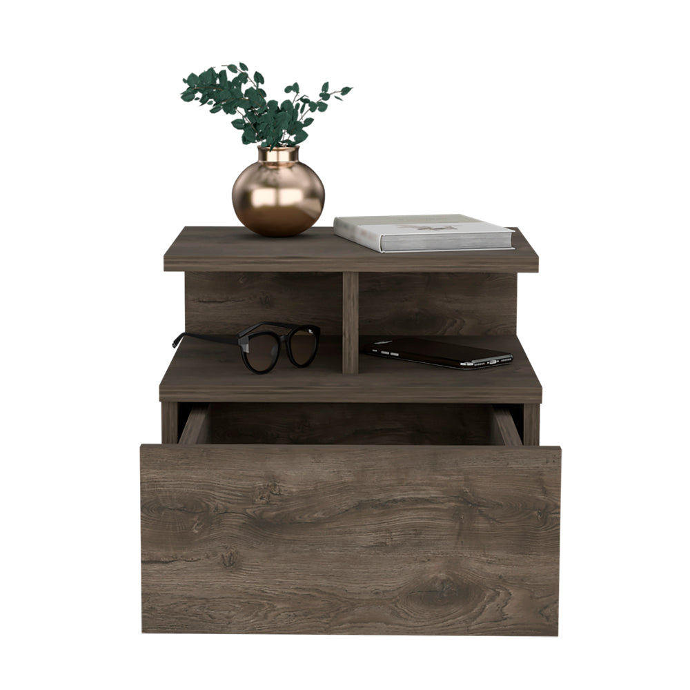 Maximize Space with Floating Nightstand, One Drawer, Dark Walnut Finish