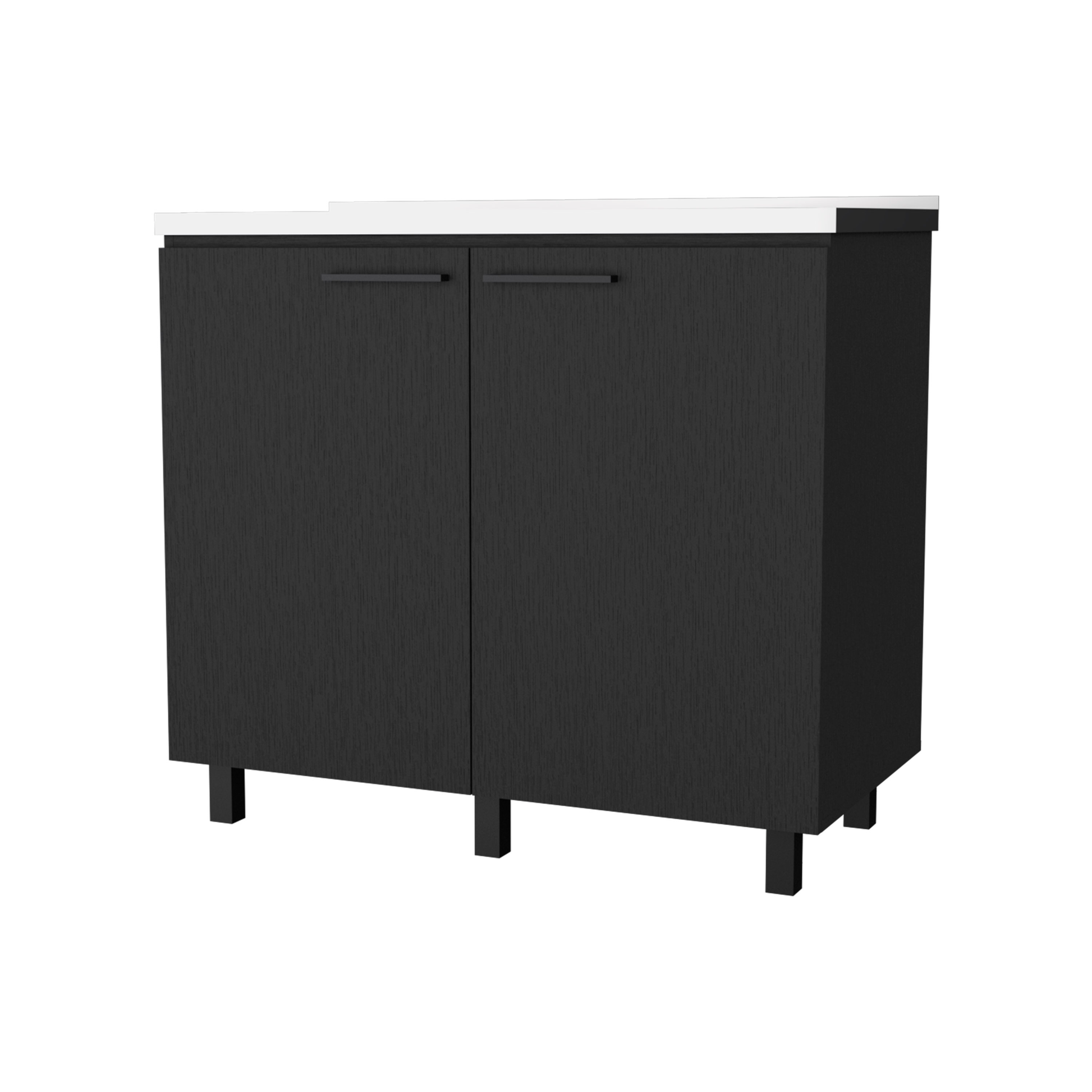 Modern black twodoor cabinet with minimalist design