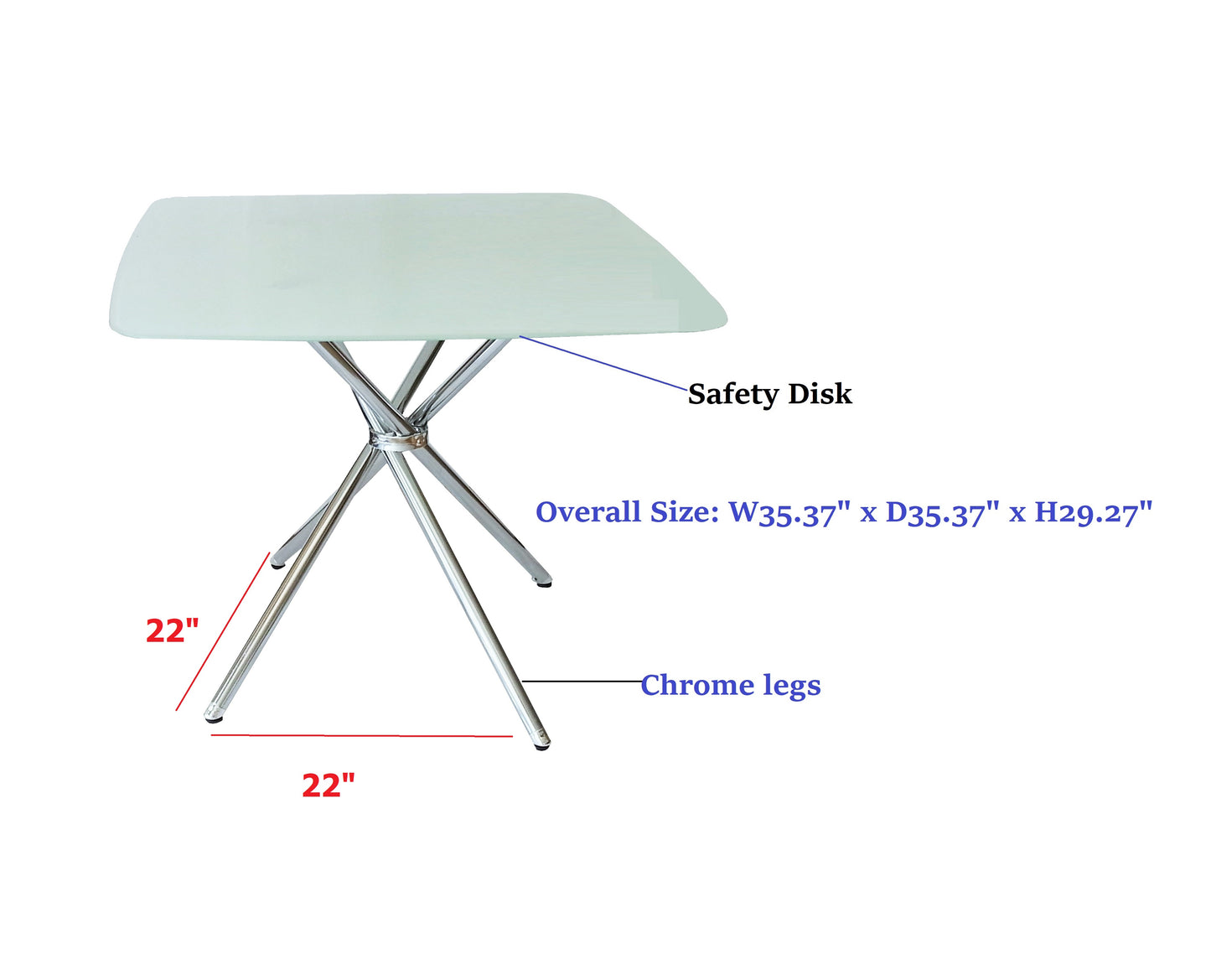 Frosted glass top dining table with chrome pedestal legs