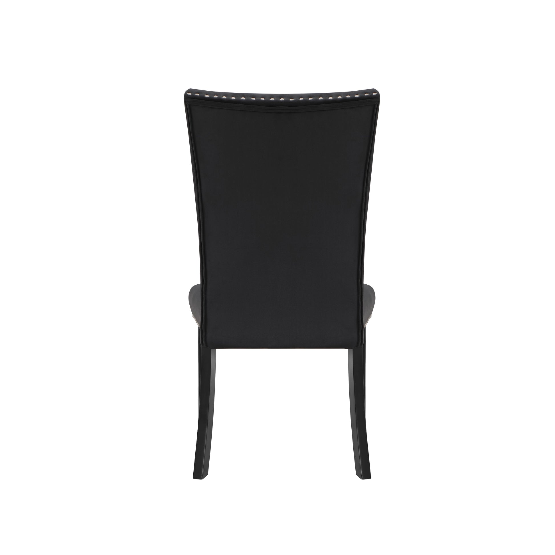 Black upholstered dining chair with studded back