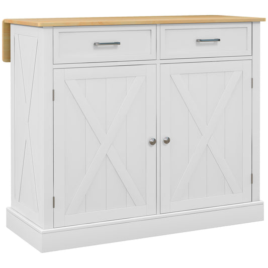 White cabinet with dropleaf extension and Xdetail doors