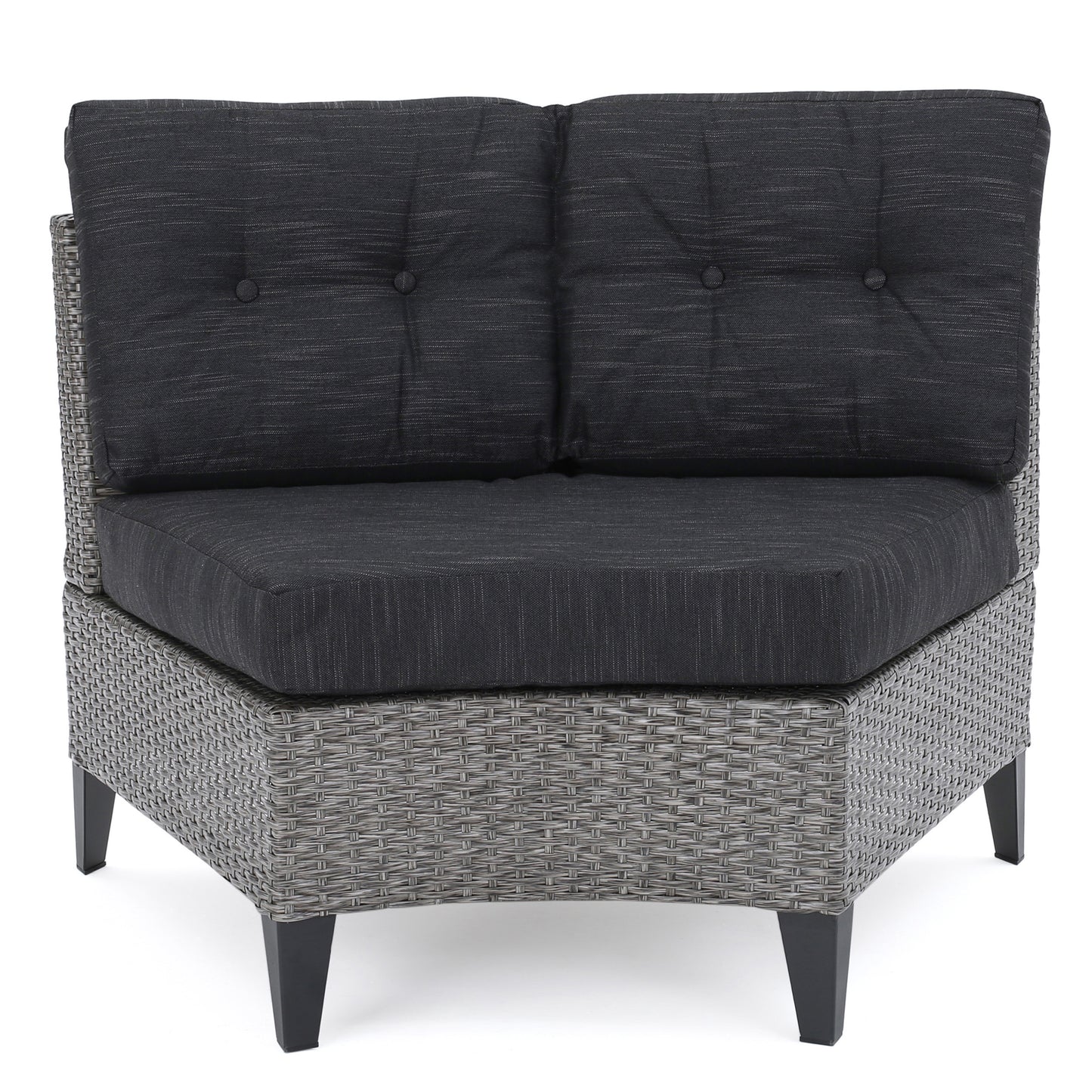 TREATLIFE HOME Set of 2 Single Sofas with Polyethylene Rattan Wicker, Mixed Grey Finish, Water Resistant Cushions, Black and Grey