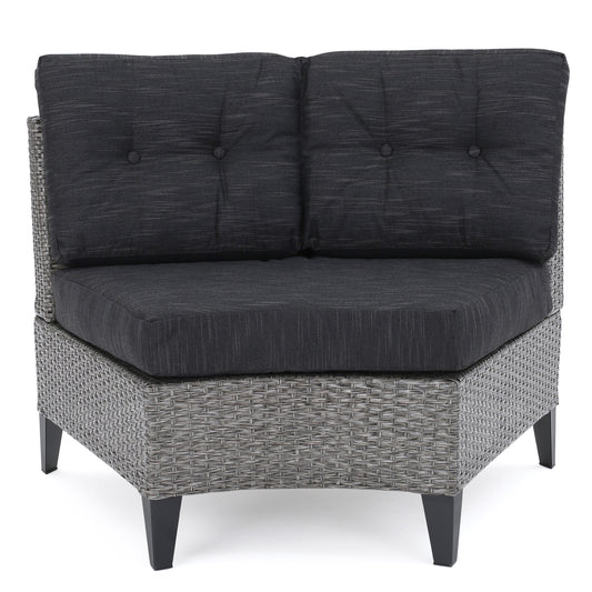 TREATLIFE HOME Set of 2 Single Sofas with Polyethylene Rattan Wicker, Mixed Grey Finish, Water Resistant Cushions, Black and Grey