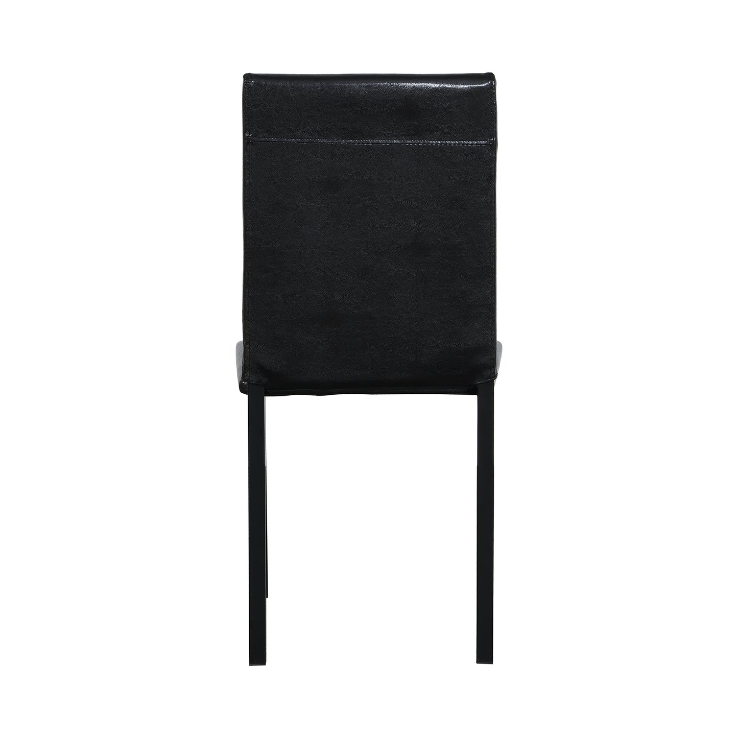 Black faux leather dining chair with metal legs