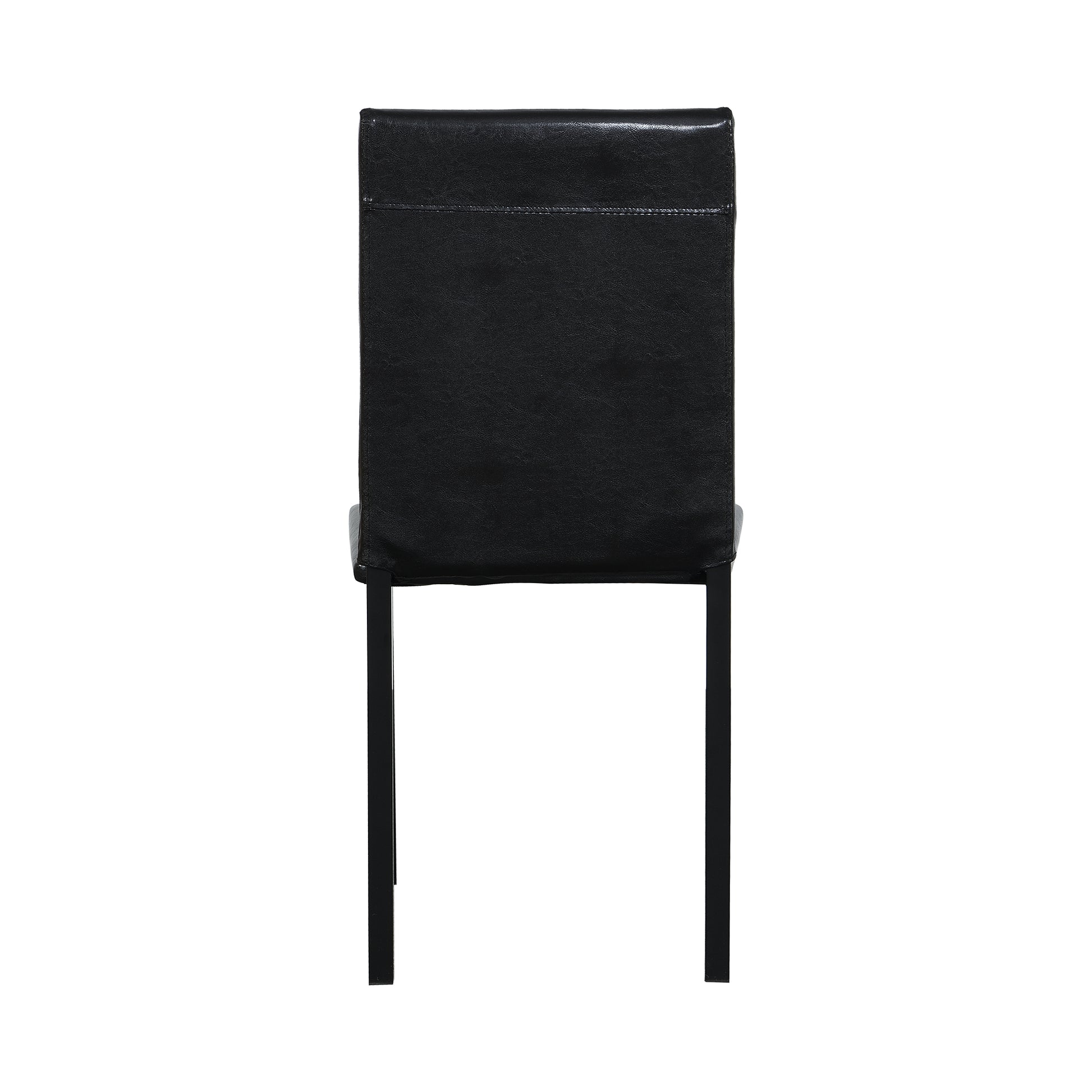 Black faux leather dining chair with metal legs