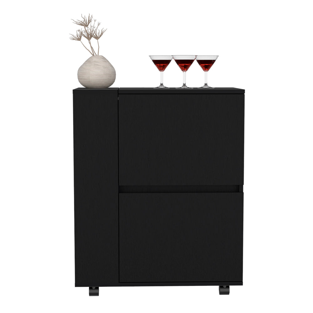 Black modern bar cabinet with textured finish