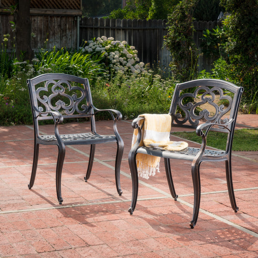 TREATLIFE HOME Set of 2 Cast Aluminum Dining Chairs with Cloud-Like Back Design, Copper Finish
