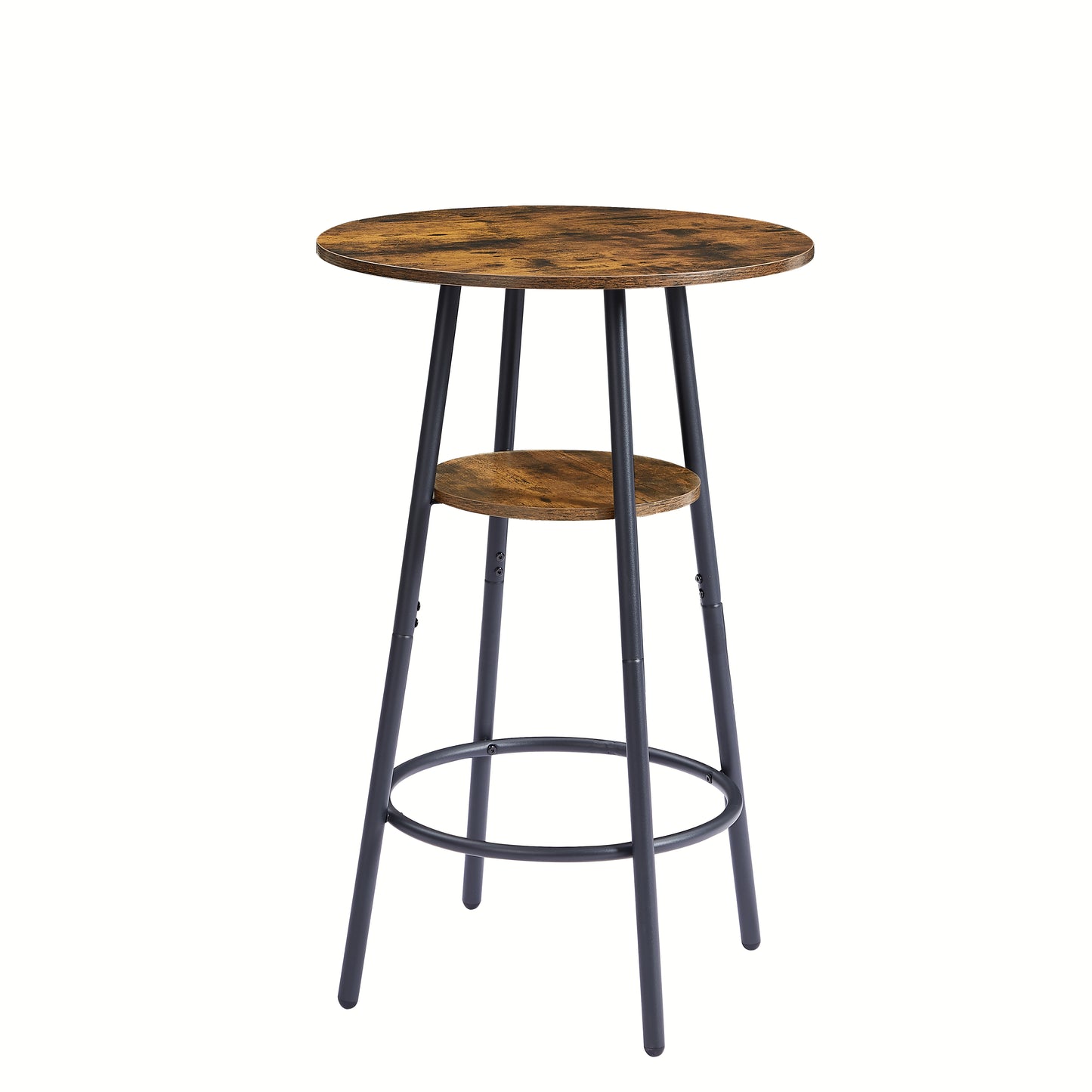 Rustic wood round bar table with metal legs