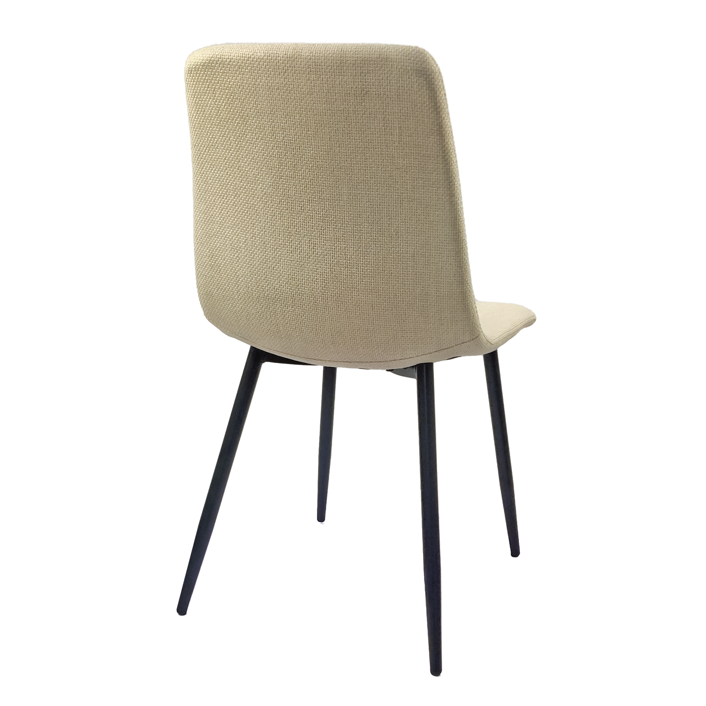 Cream upholstered dining chair with dark metal legs