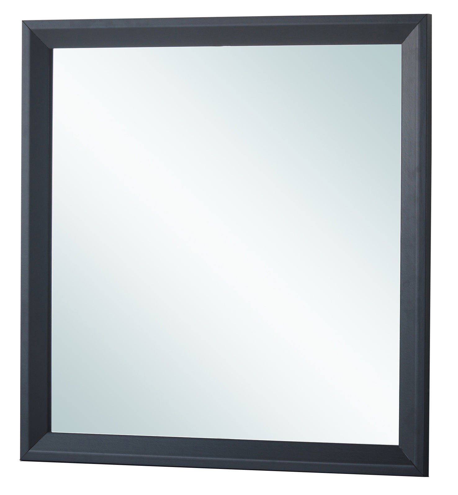 Square dark grey framed vanity mirror