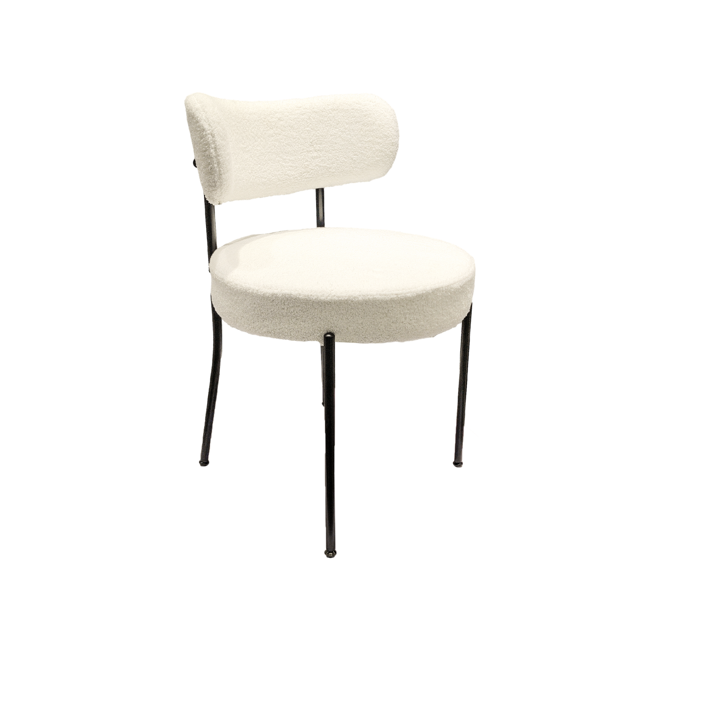 Cream boucle accent chair with black metal legs