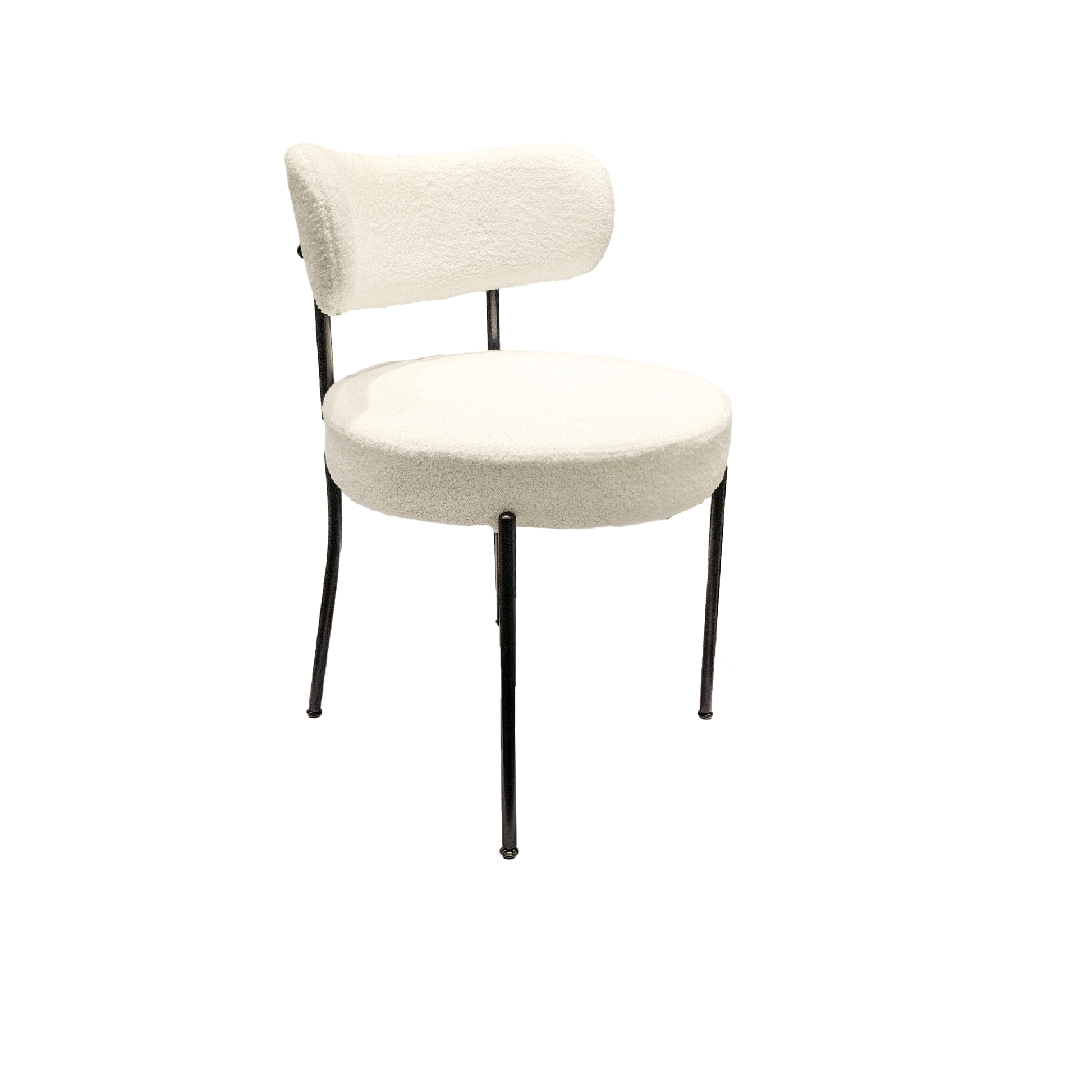 Cream boucle accent chair with black metal legs