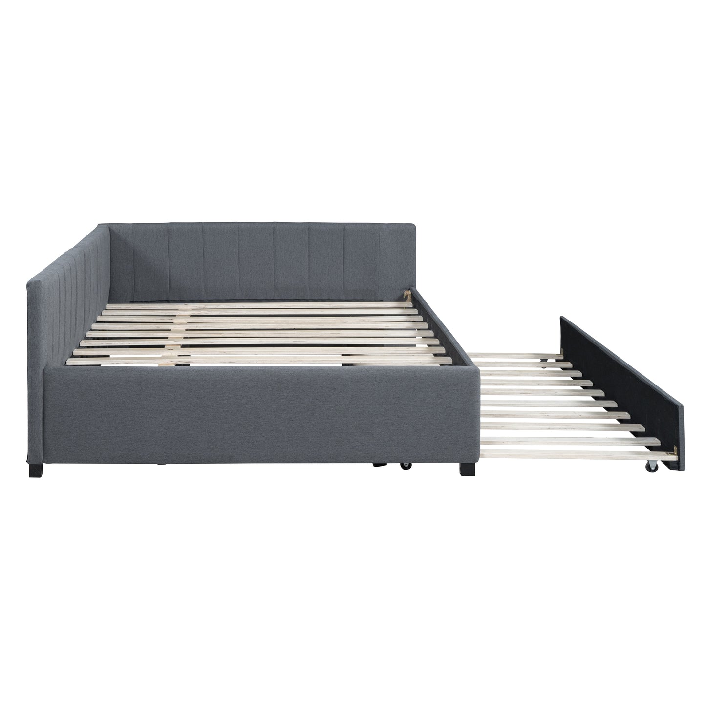 Dark gray fabric daybed with pullout trundle