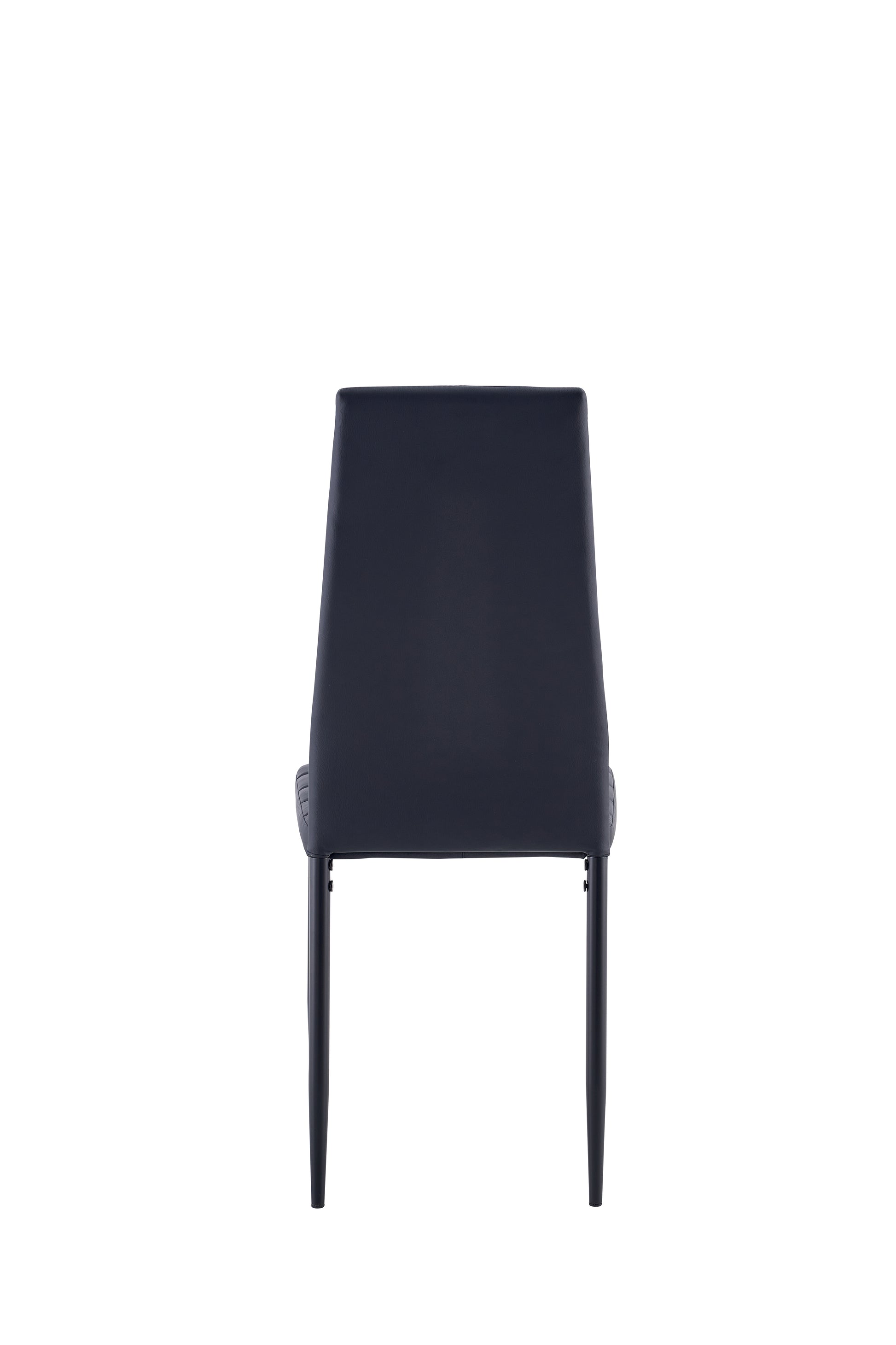 Black faux leather dining chair with tapered legs