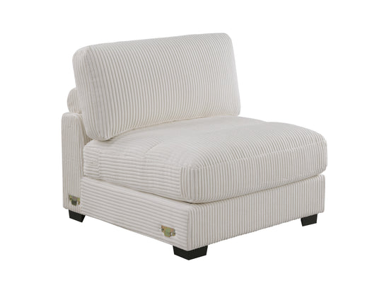 TREATLIFE HOME Armless Chair Modular Seating Soft Cushion Wood Legs, Contemporary Design, Beige Corduroy Upholstery