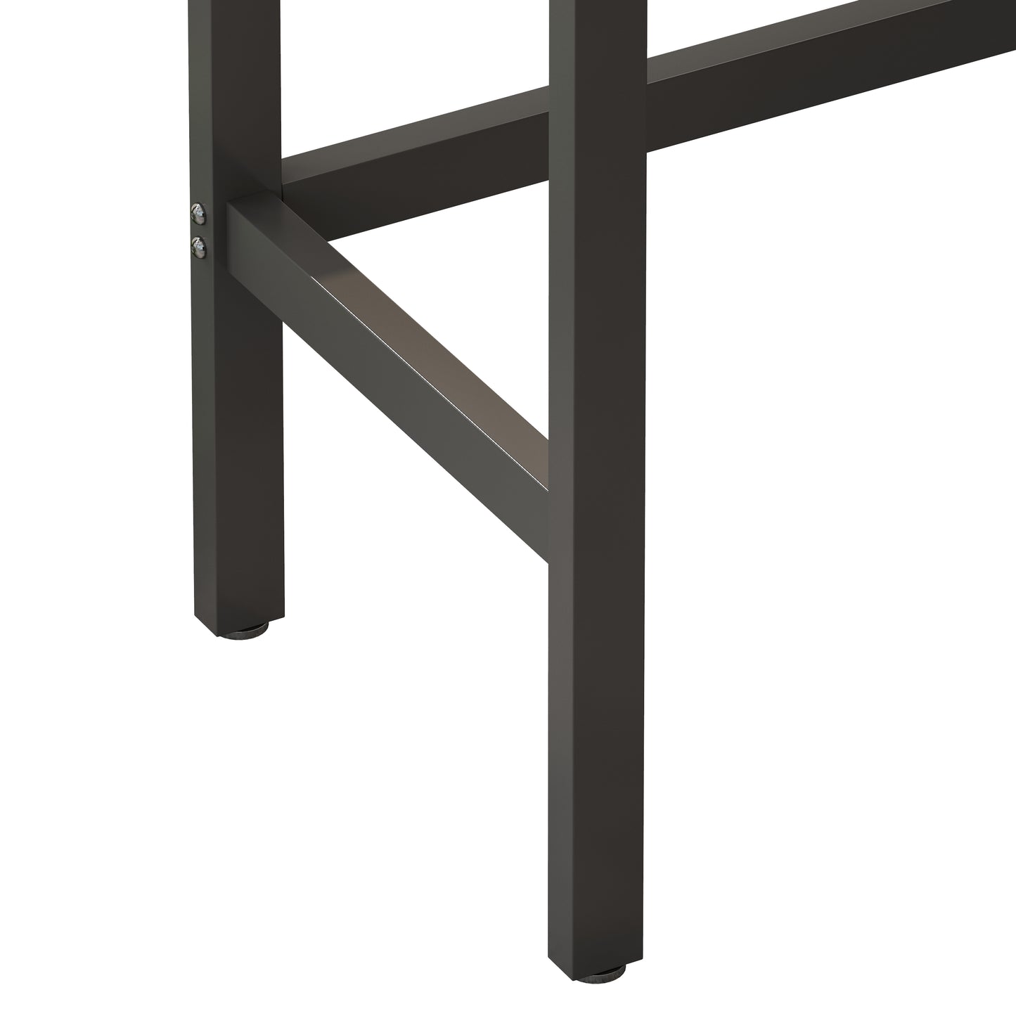 Dark gray metal table legs with adjustable feet