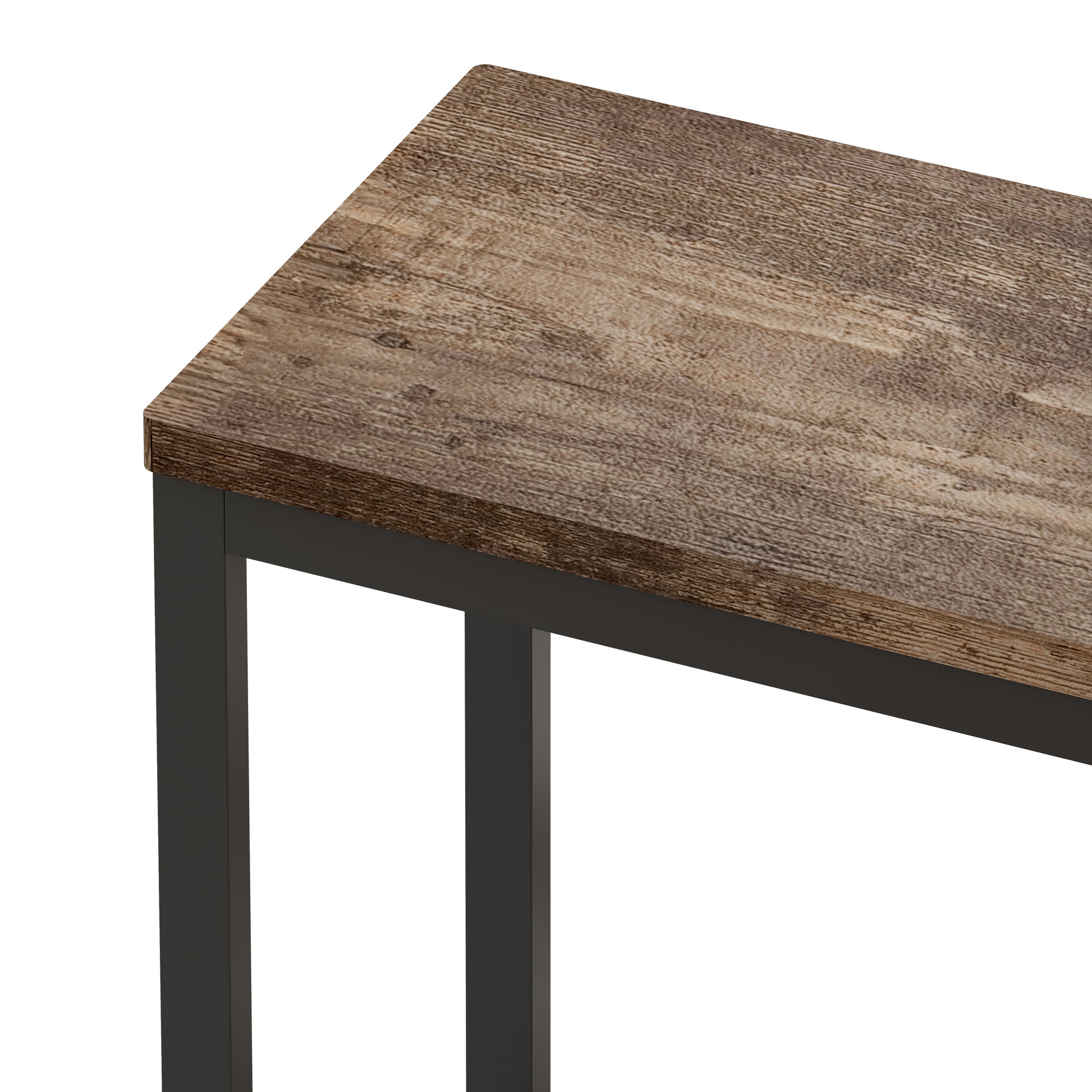Rustic wood console table with black metal legs