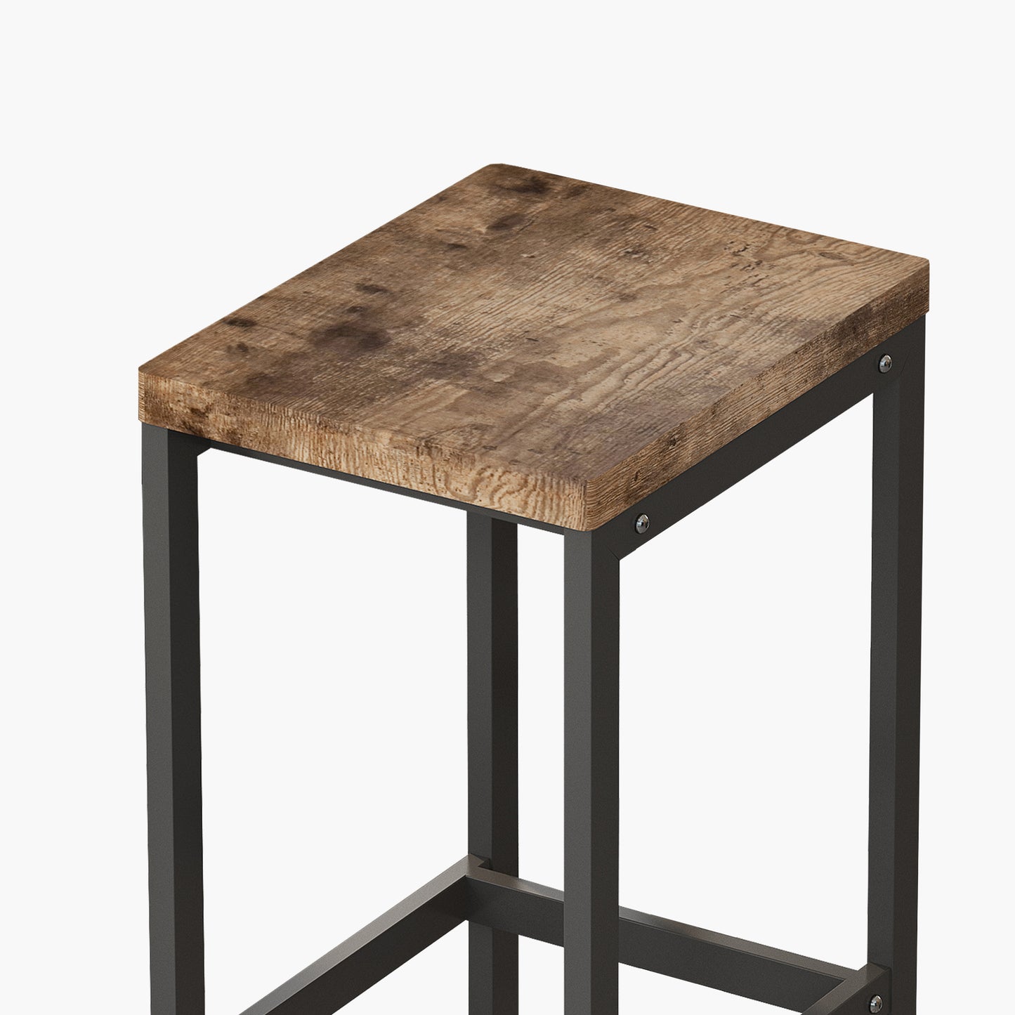 Rustic wood top bar stool with black metal frame