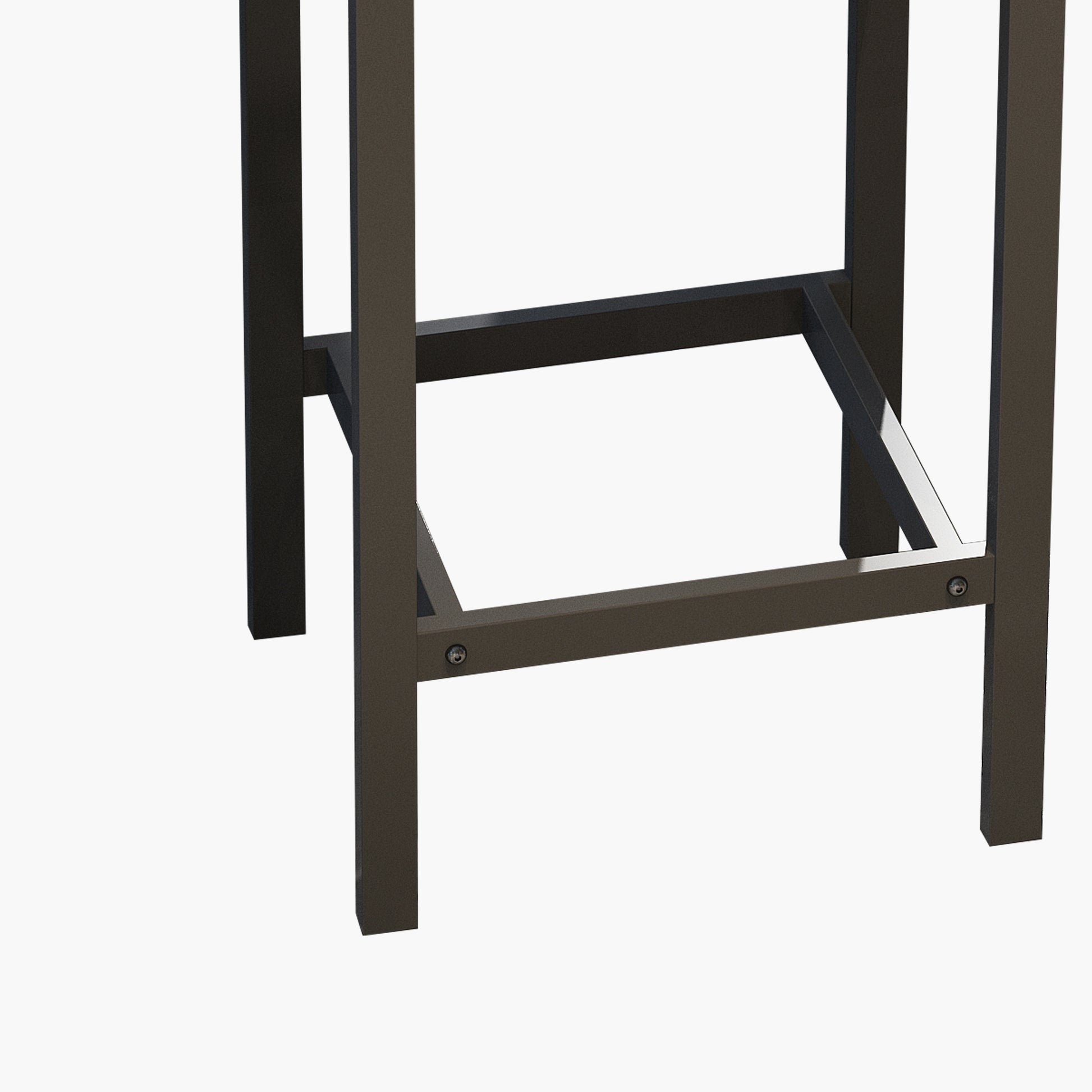 Dark bronze metal table legs with connecting support bars