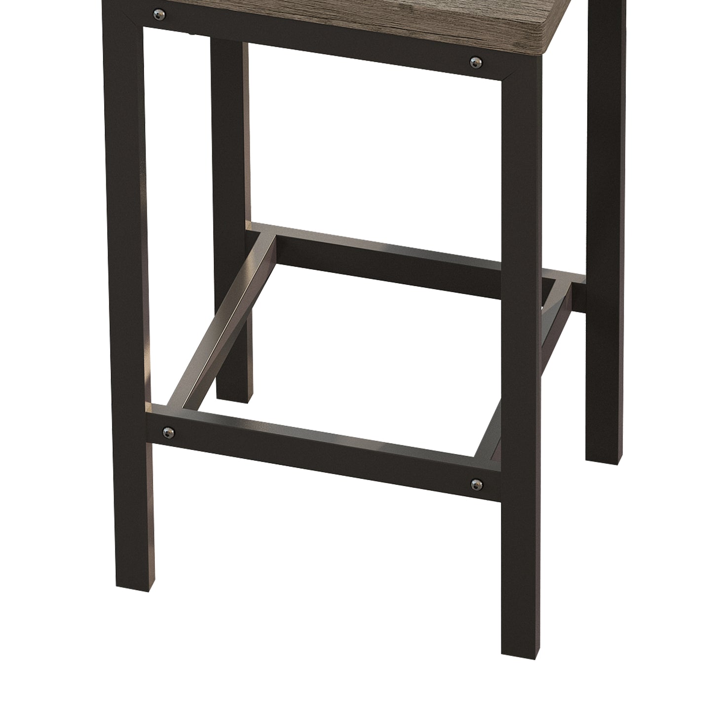 Rustic woodgrain tabletop with dark metal frame