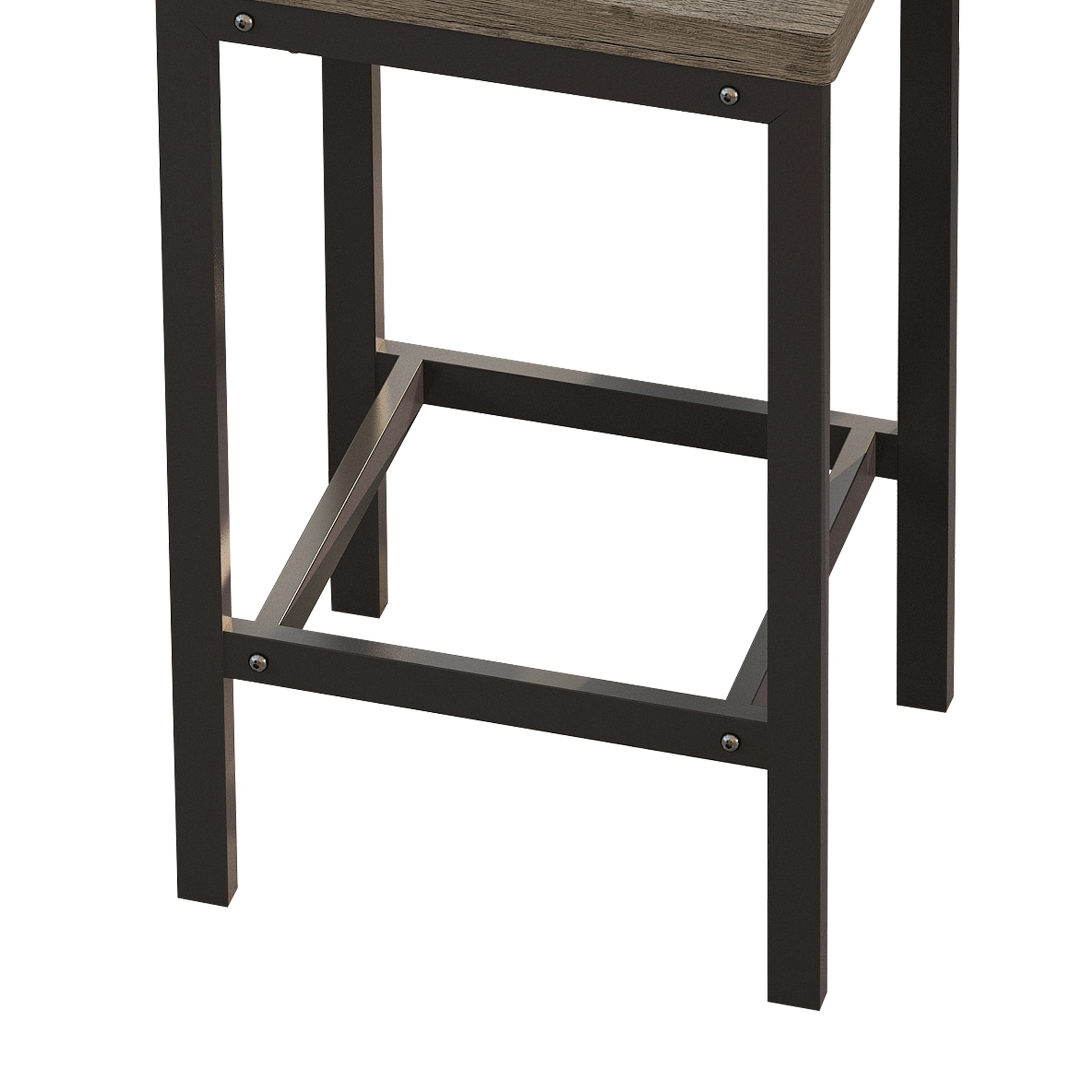 Rustic woodgrain tabletop with dark metal frame