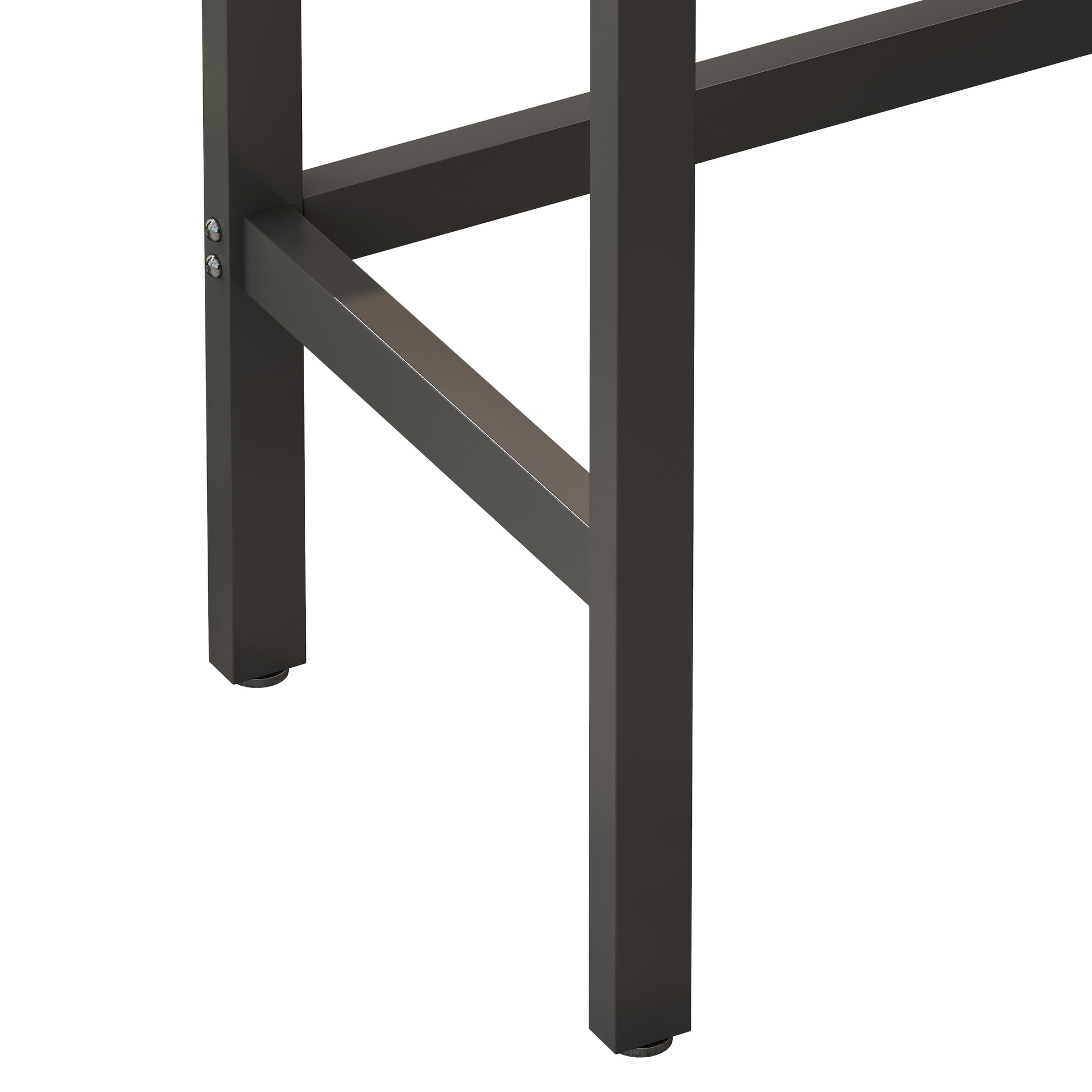 Dark gray metal table leg with adjustable foot