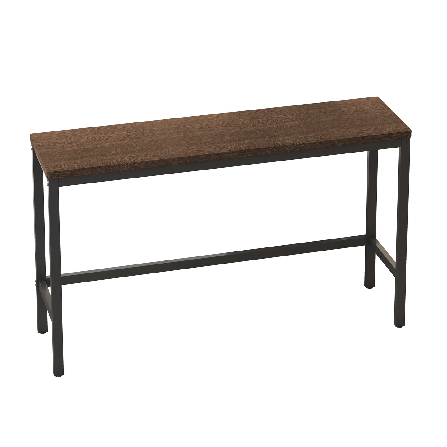 Dark oak console table with black metal frame