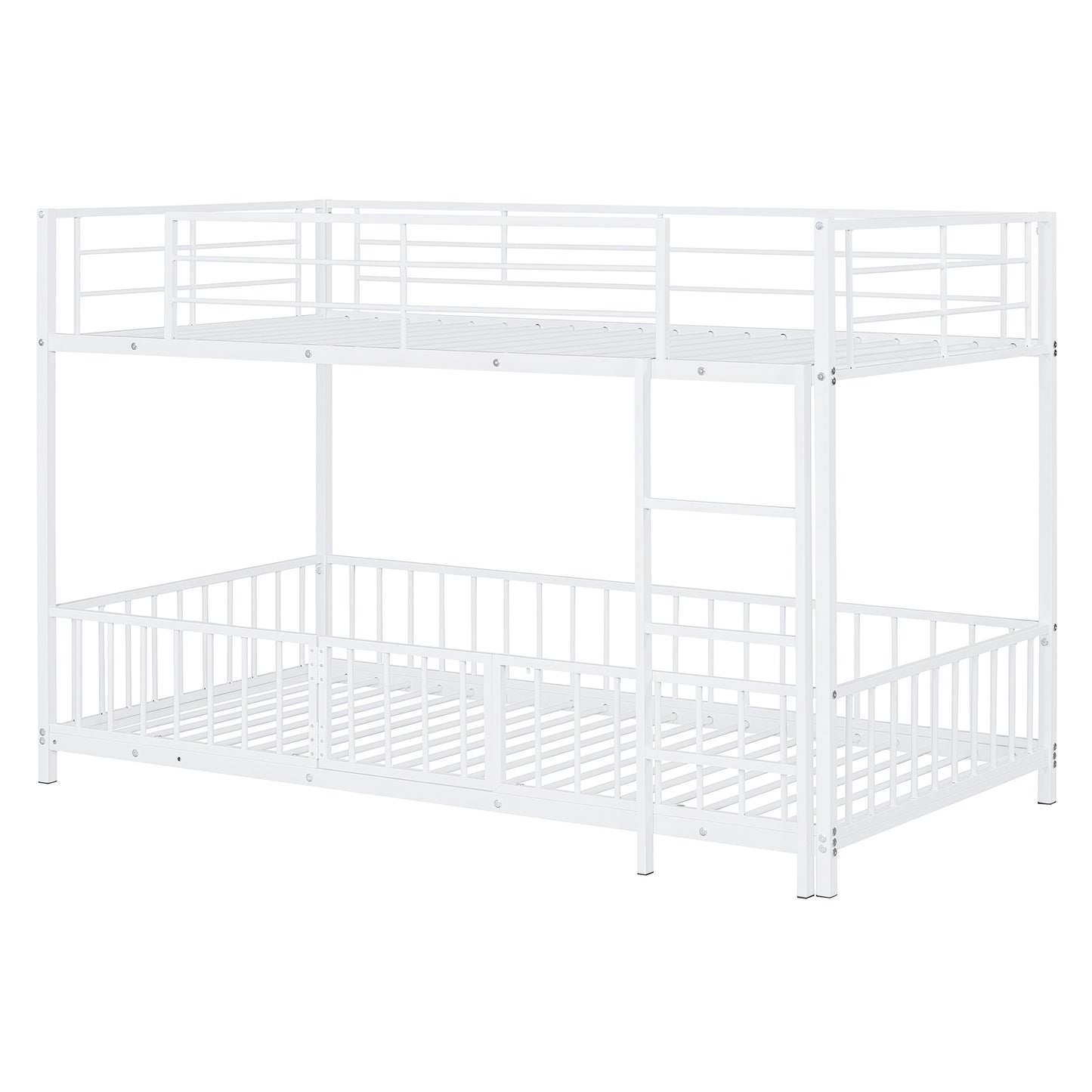 White metal bunk bed with ladder for kids rooms