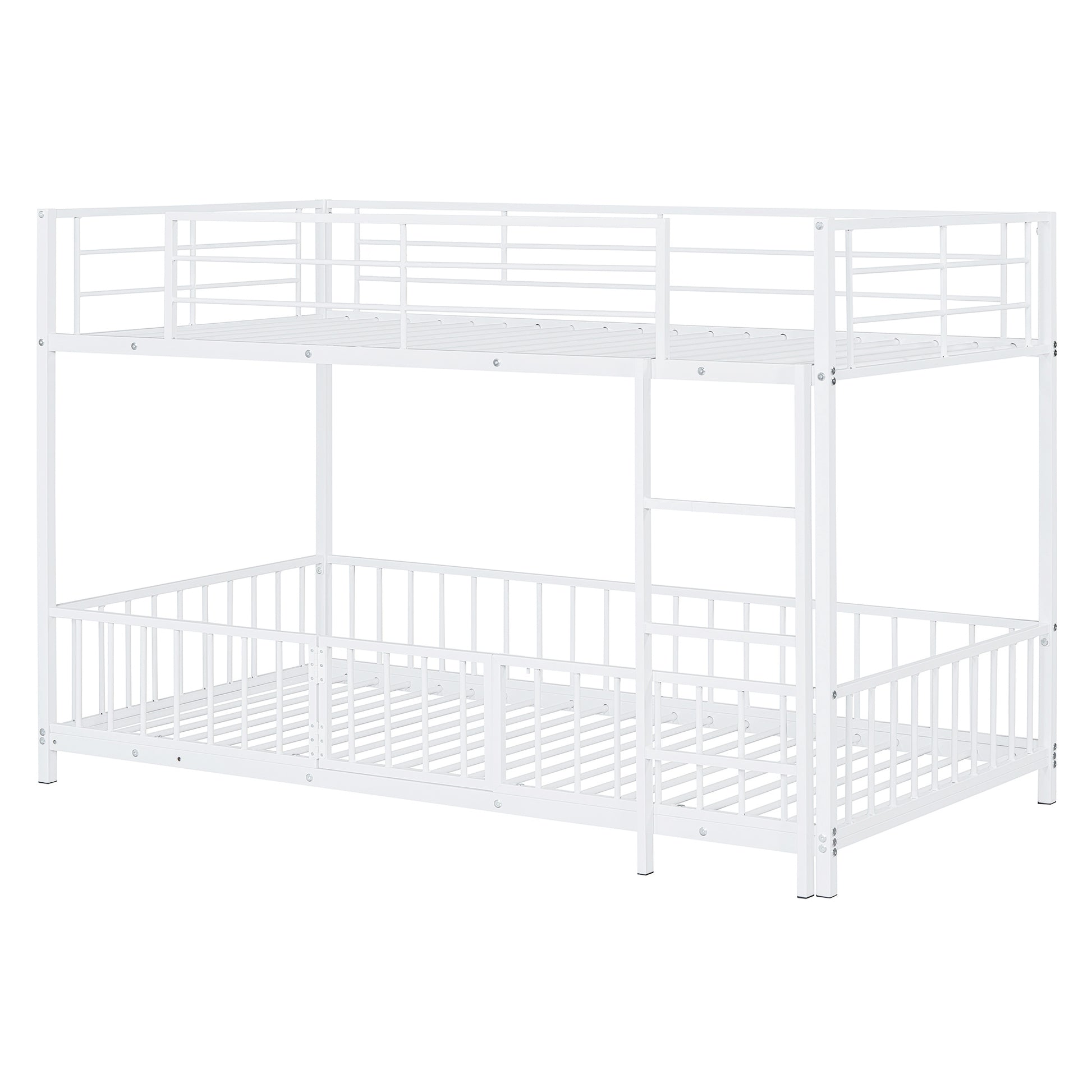 White metal bunk bed with ladder for kids rooms