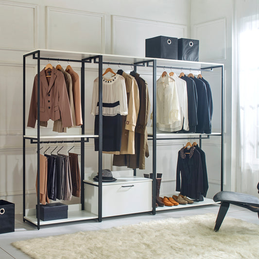 Brown pinstripe blazer on a rack