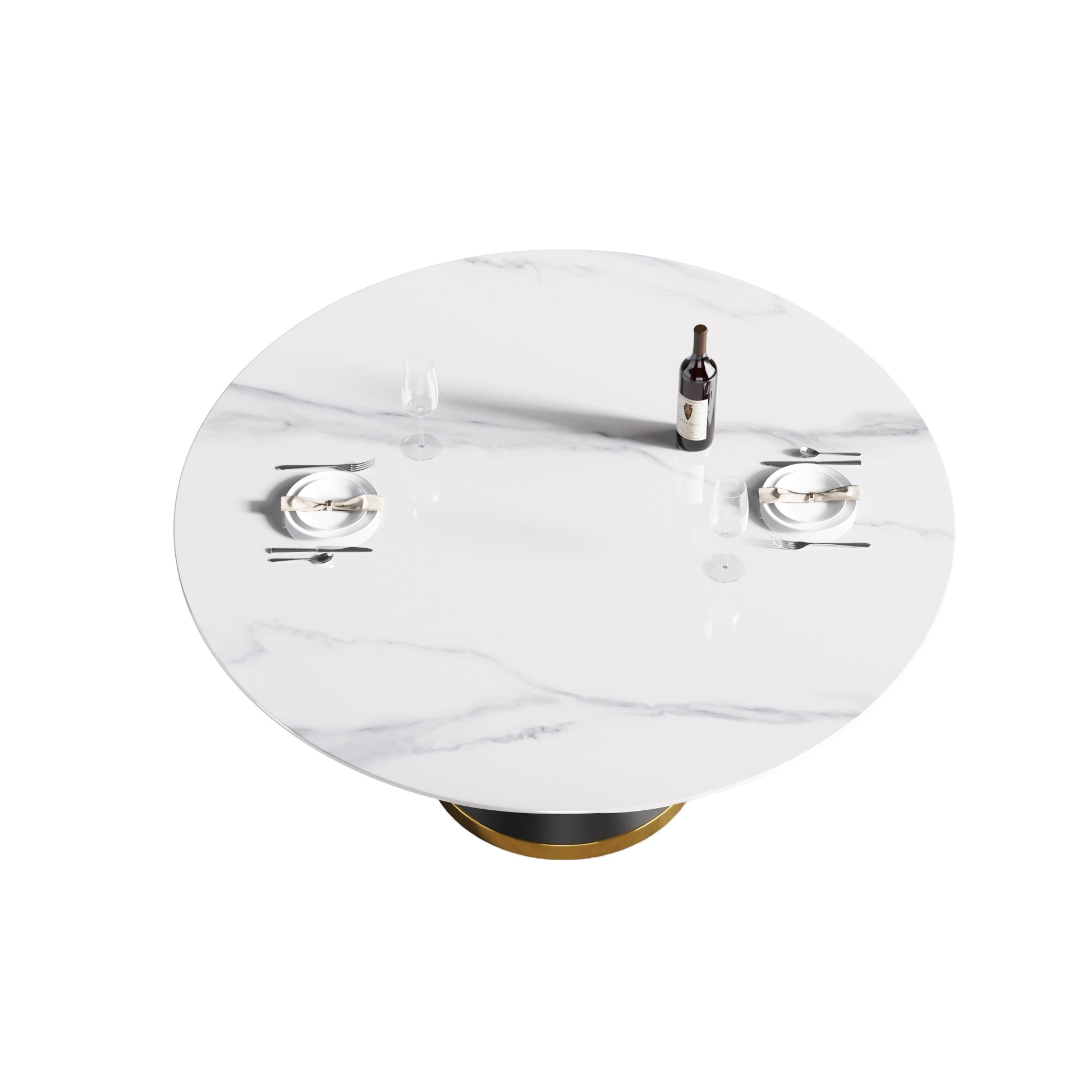 Round marble dining table with gold base