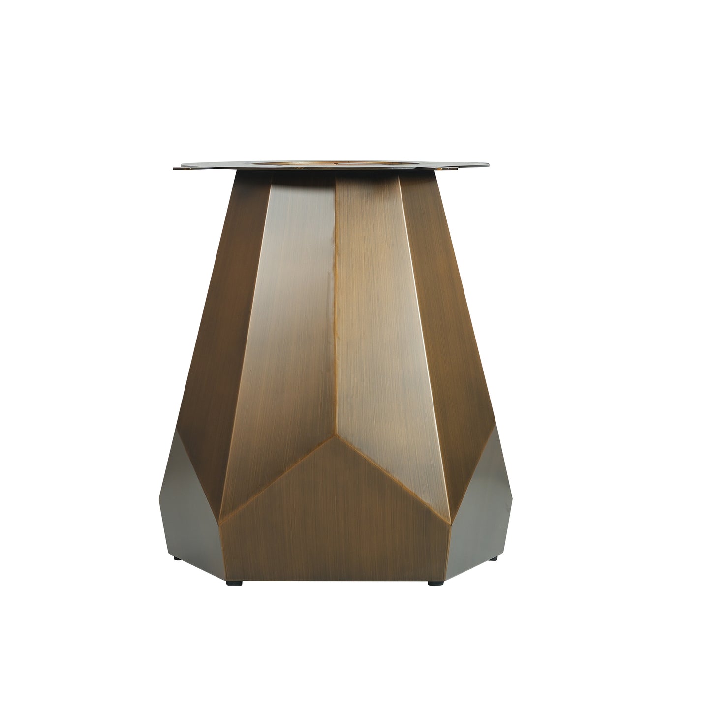 Geometric bronze accent table with faceted design