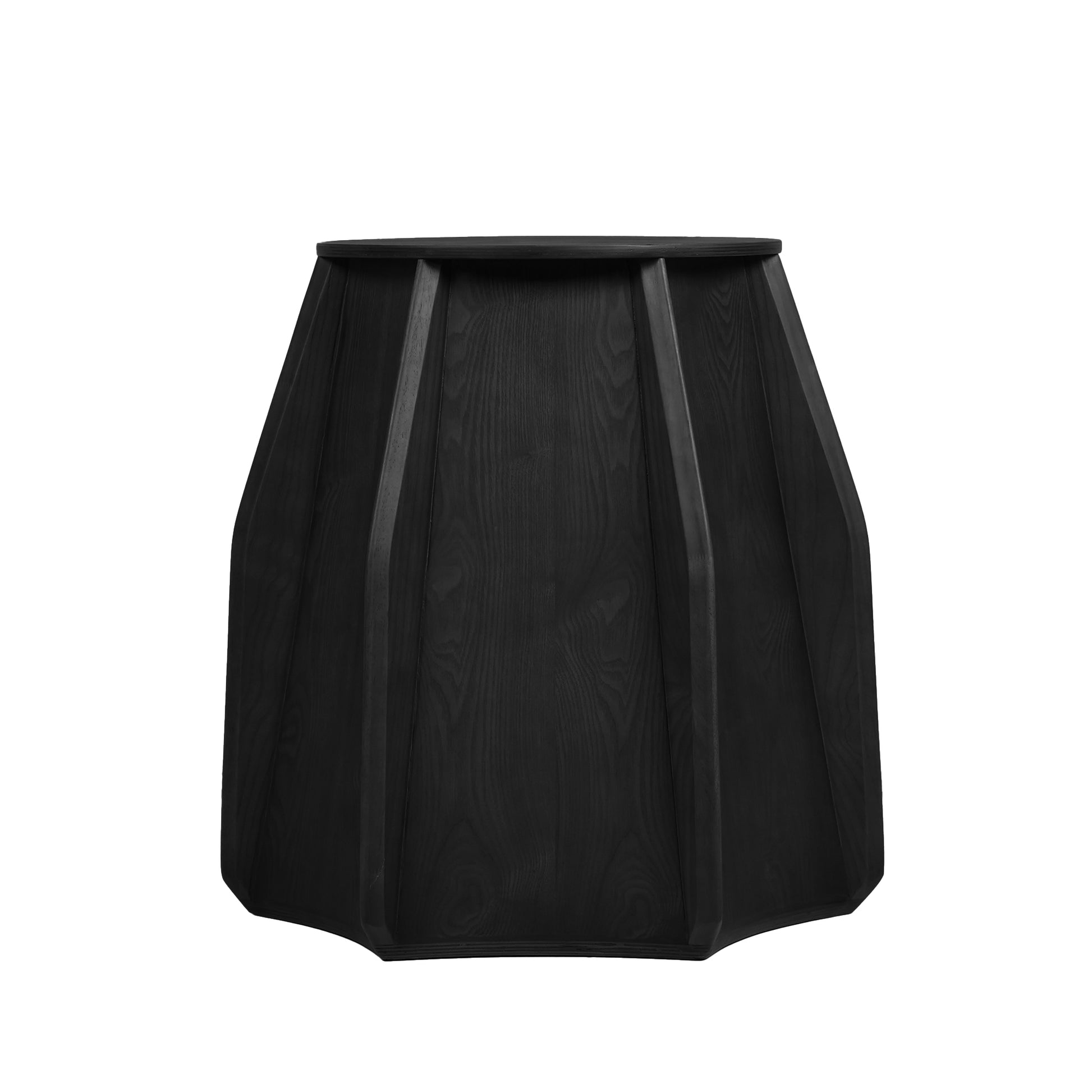 Black wooden side table with fluted design