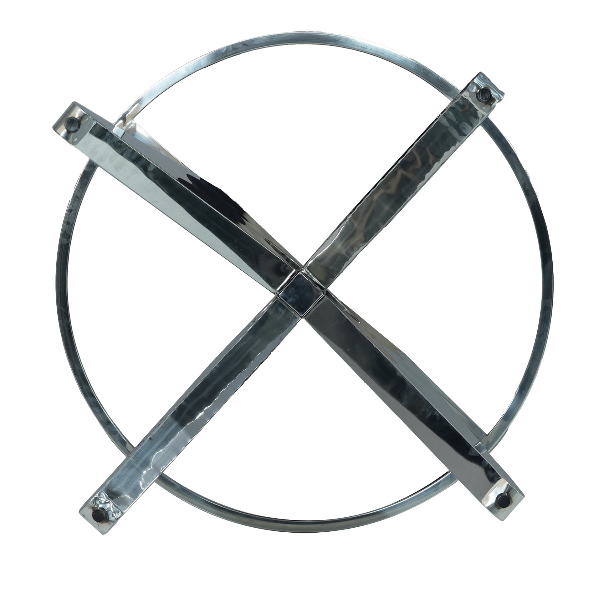 Chrome table base with circular and crossed legs