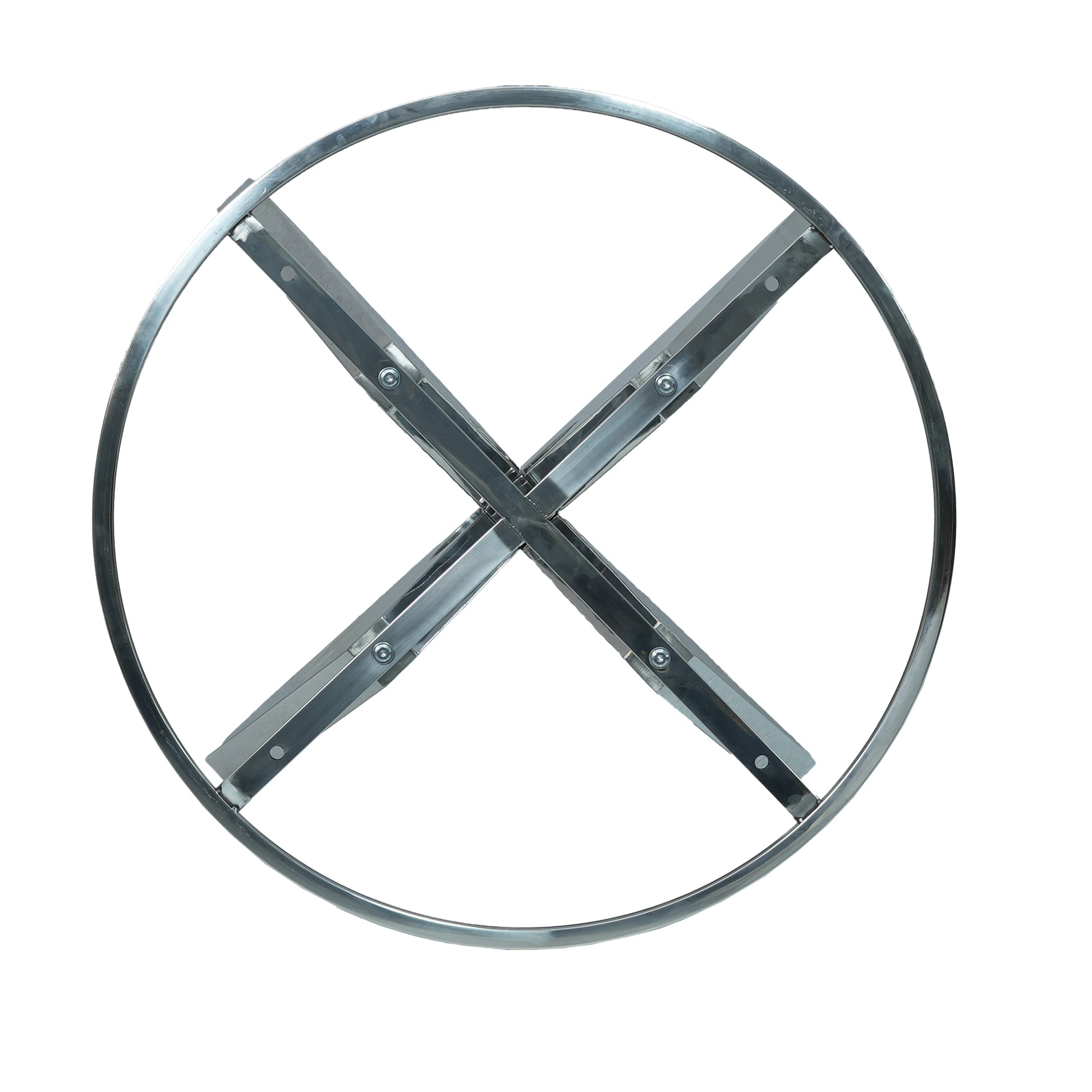 Chrome round table base with Xshaped legs for stability