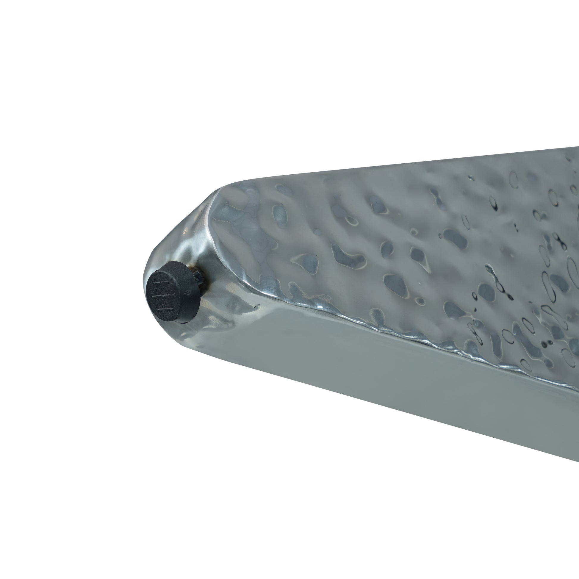 Textured silver exhaust tip with black cap