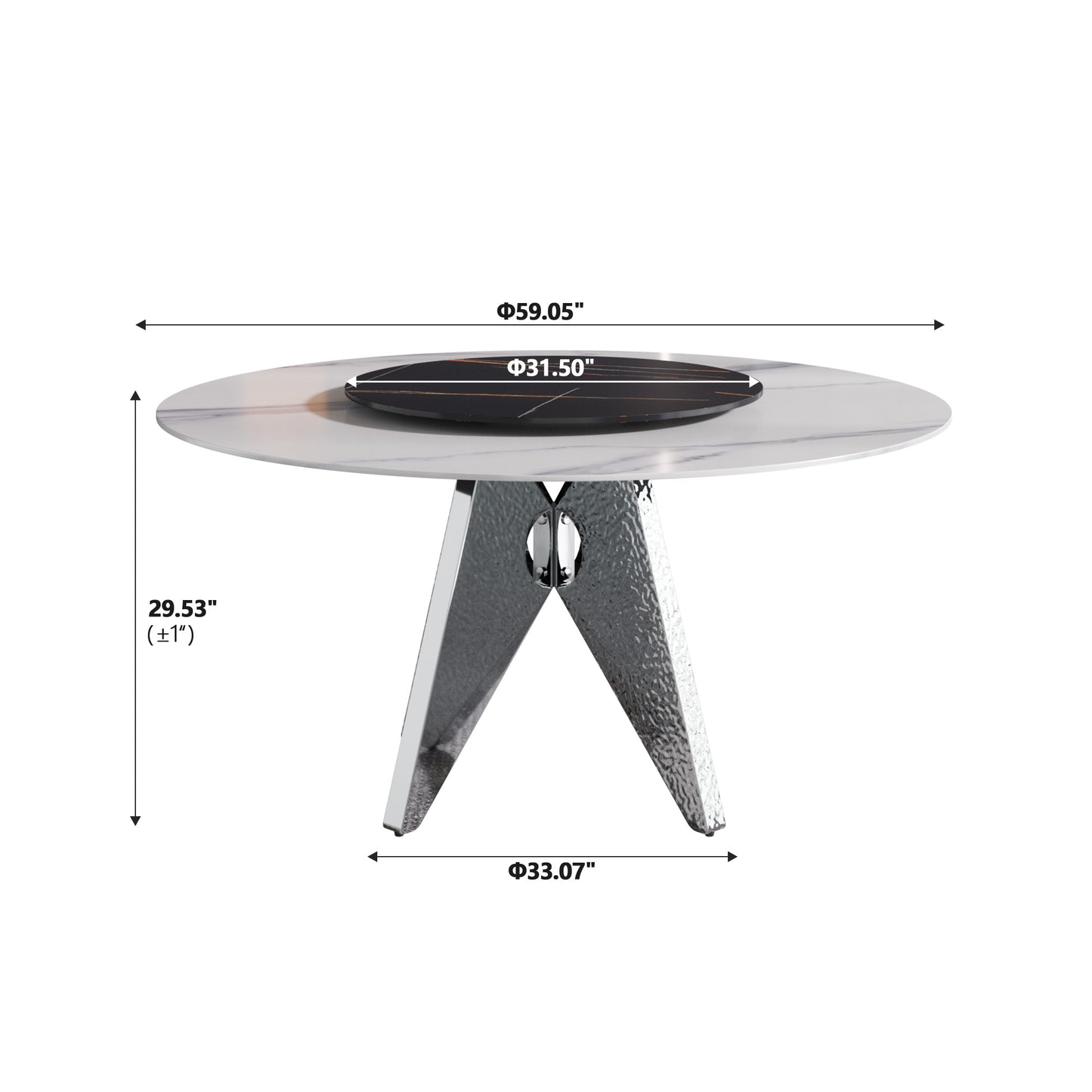 Modern marble round dining table with a sleek chrome base
