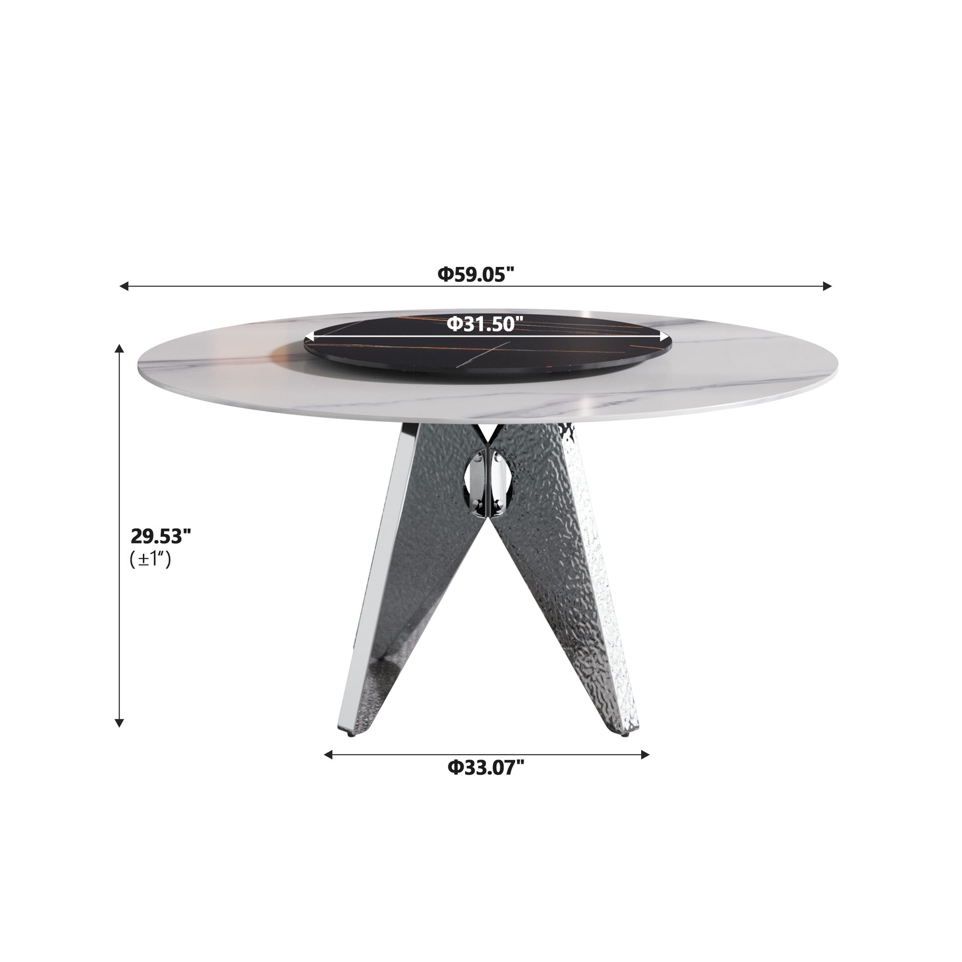 Modern marble round dining table with a sleek chrome base
