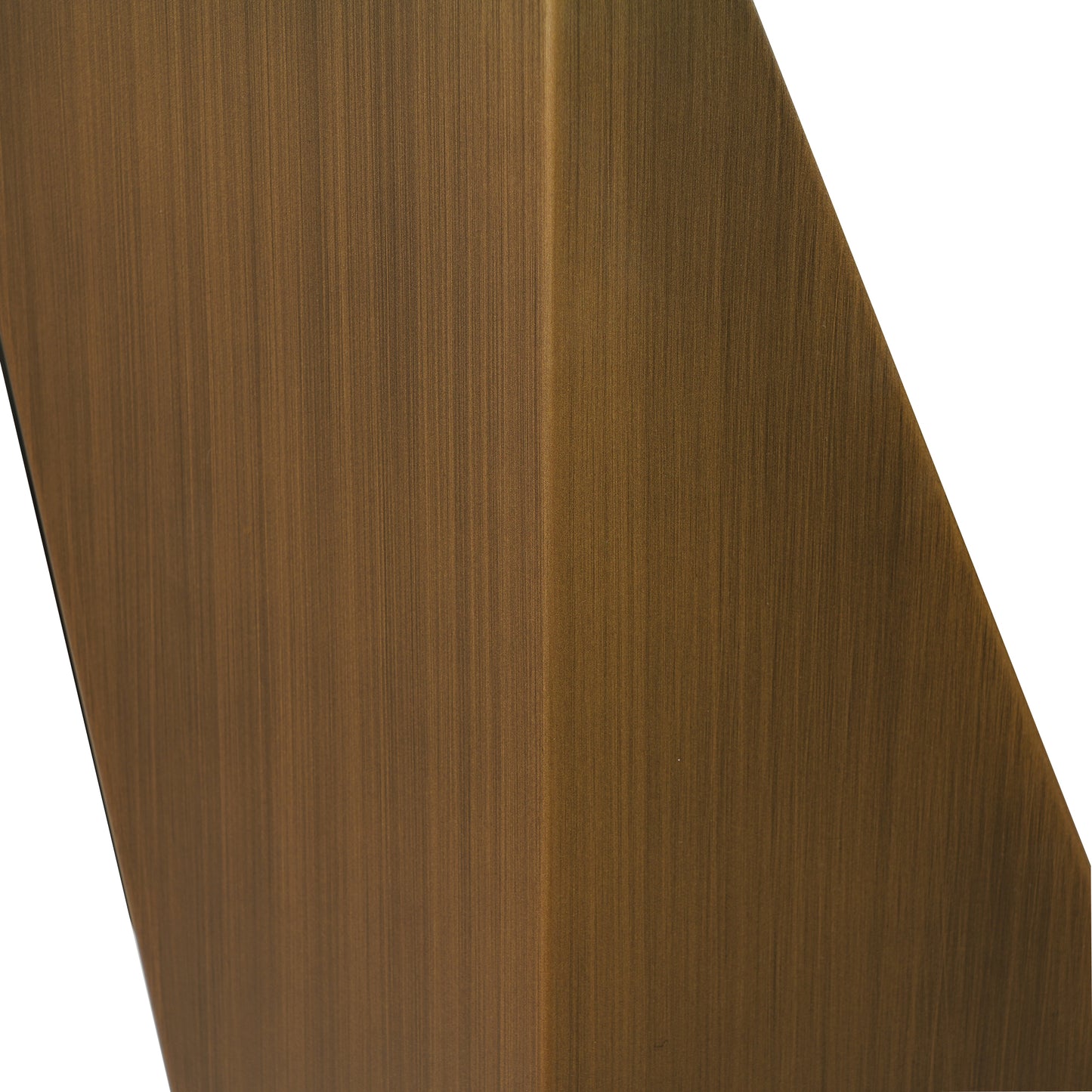 Brushed bronze metal finish with vertical grain detail