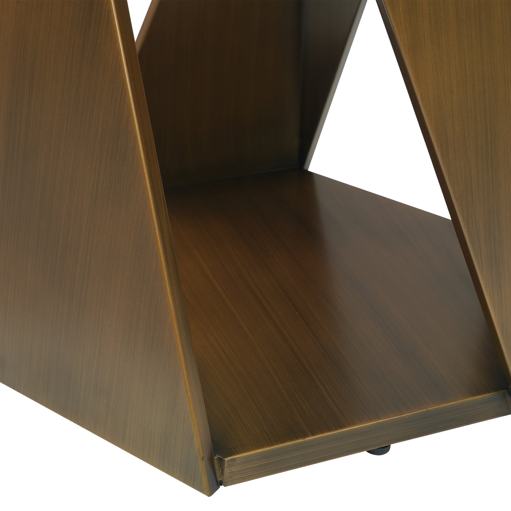 Modern brushed brass geometric side table base