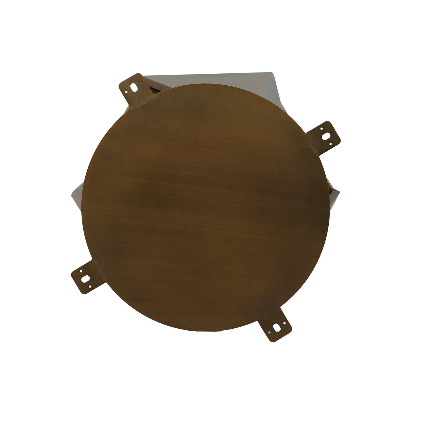 Round bronze metal top plate with four mounting tabs